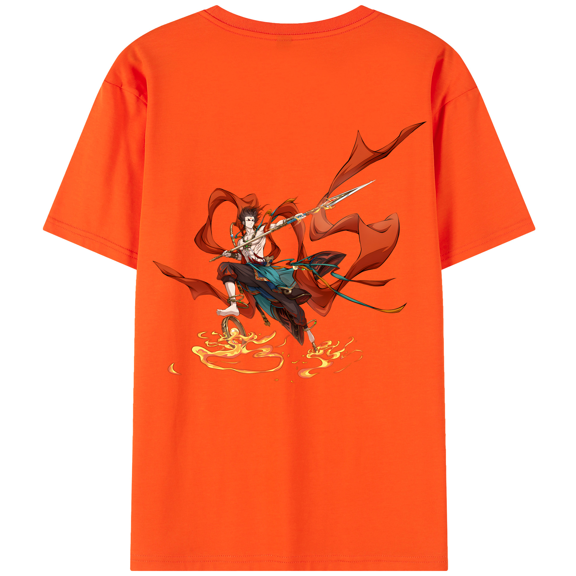 （画像用） Ne Zha 2 ナタ 魔童の大暴れ 綿100％半袖Tシャツ（背面プリント）