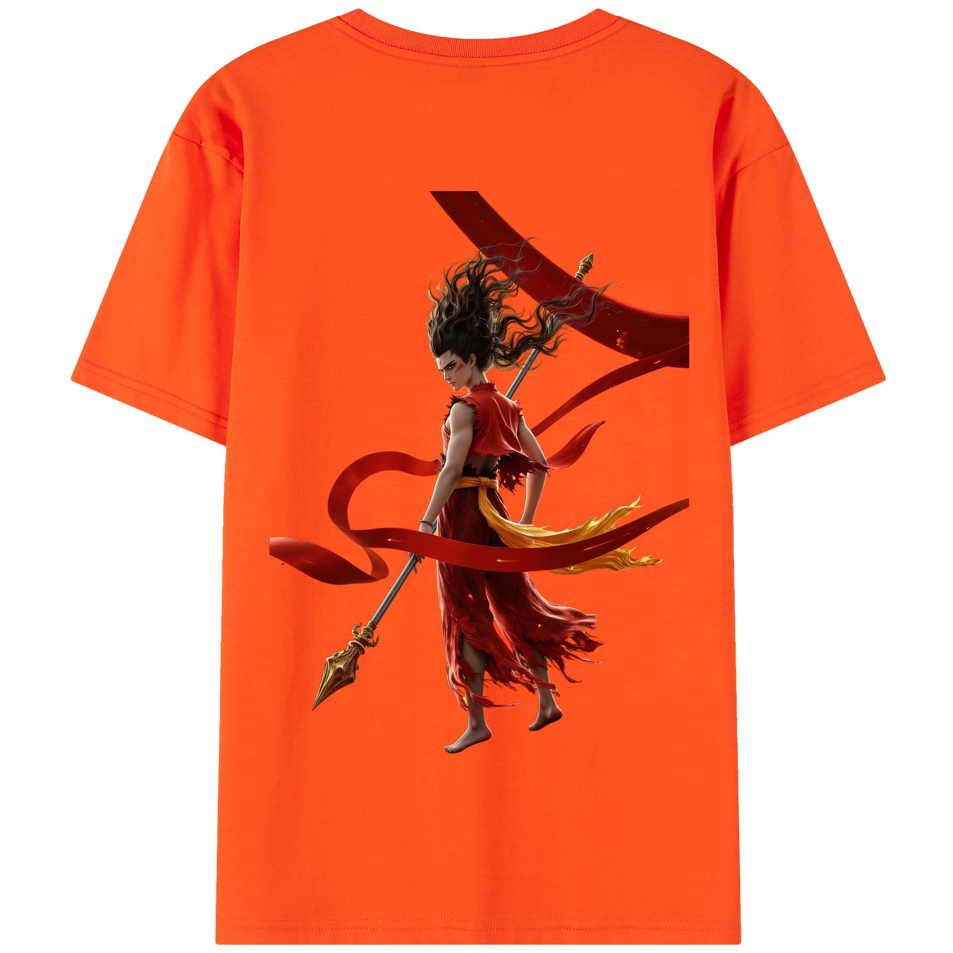 （画像用） Ne Zha 2 ナタ 魔童の大暴れ 綿100％半袖Tシャツ（背面プリント）