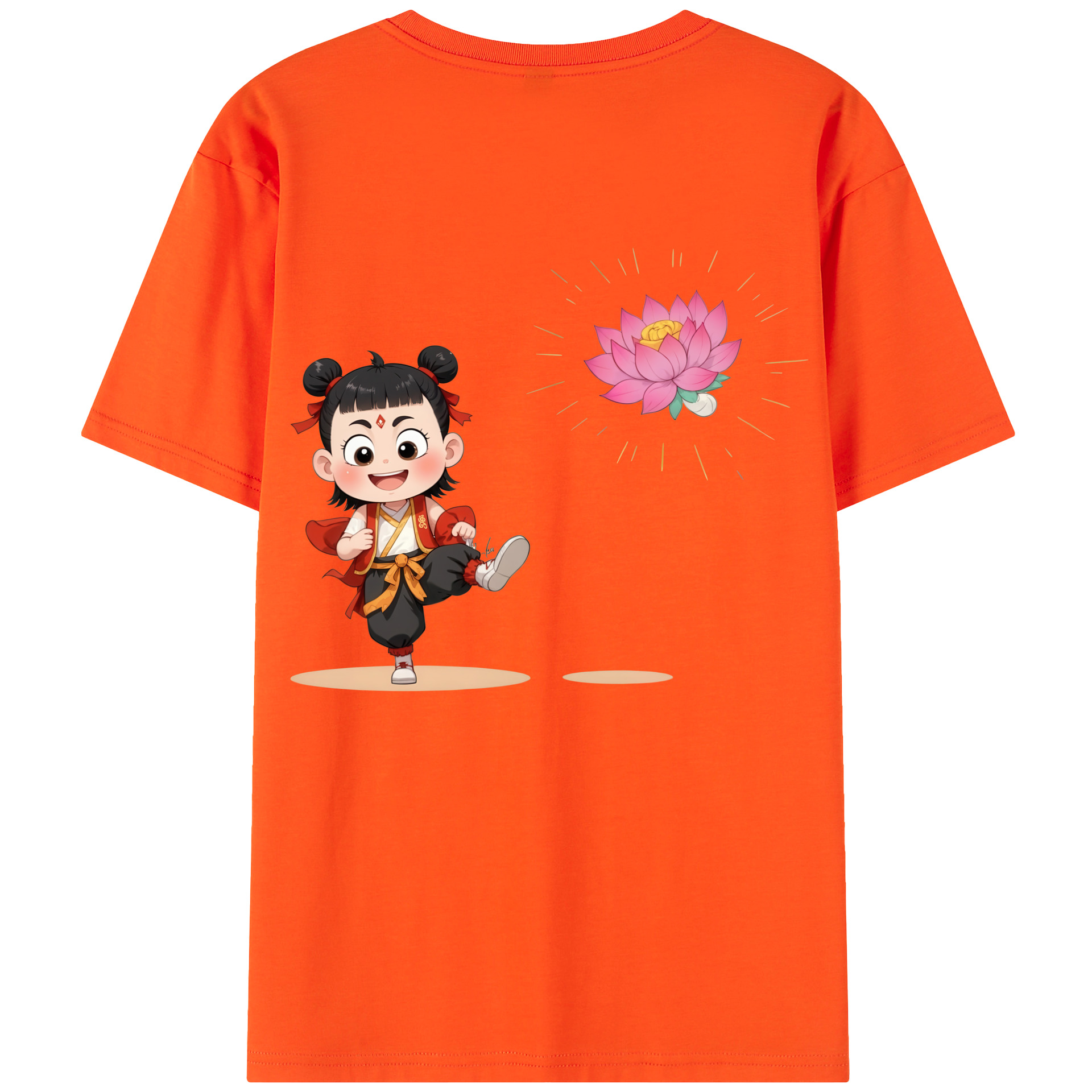 （画像用） Ne Zha 2 ナタ 魔童の大暴れ 綿100％半袖Tシャツ（背面プリント）