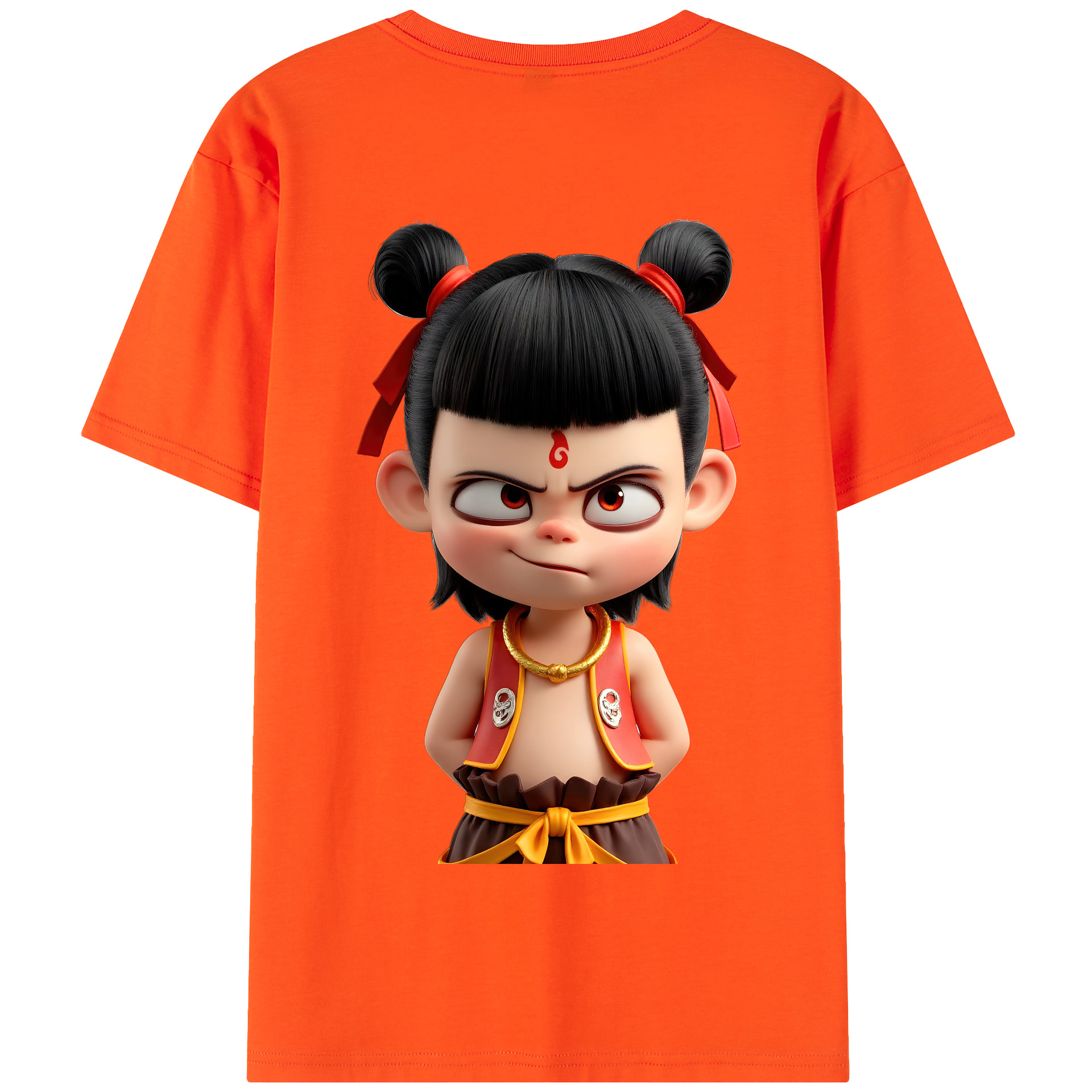 （画像用） Ne Zha 2 ナタ 魔童の大暴れ 綿100％半袖Tシャツ（背面プリント）