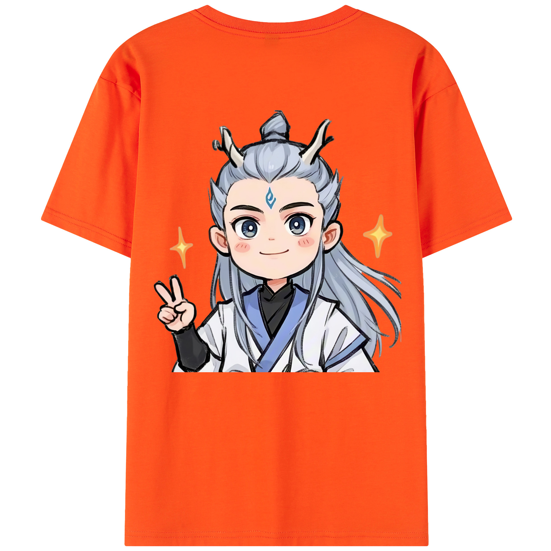 （画像用） Ne Zha 2 ナタ 魔童の大暴れ 綿100％半袖Tシャツ（背面プリント）