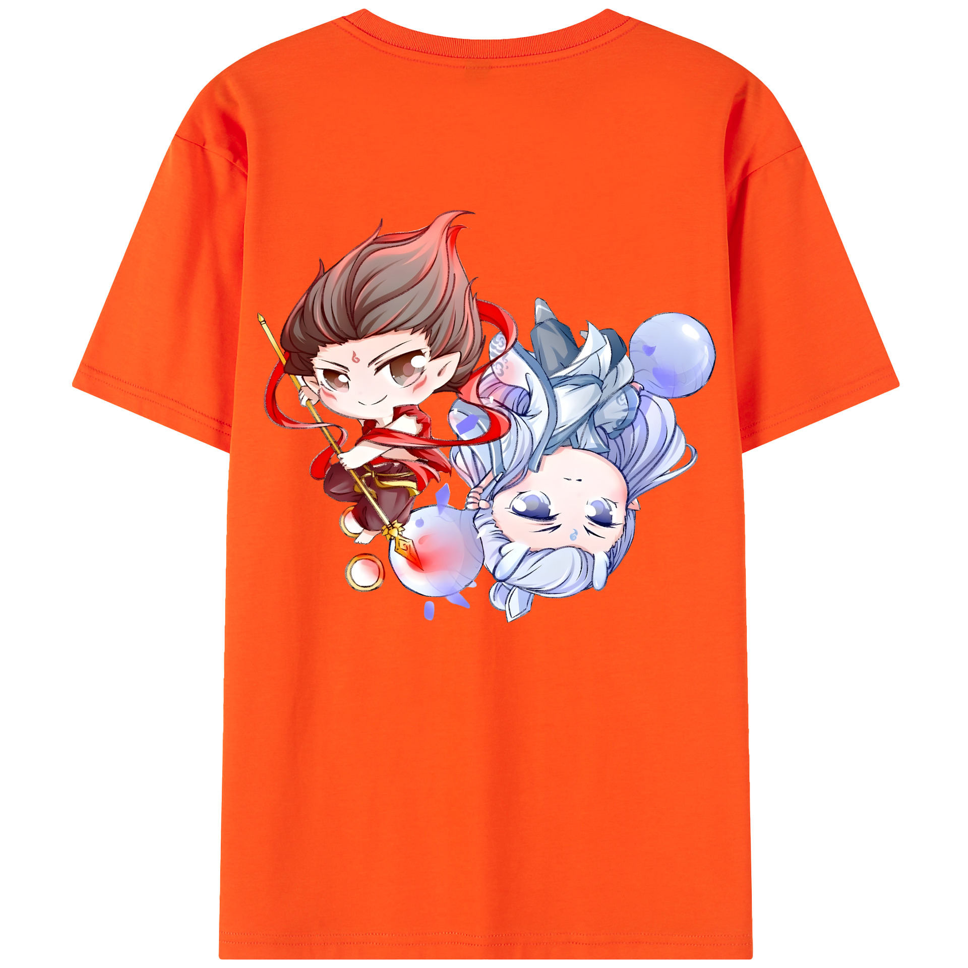 （画像用） Ne Zha 2 ナタ 魔童の大暴れ 綿100％半袖Tシャツ（背面プリント）