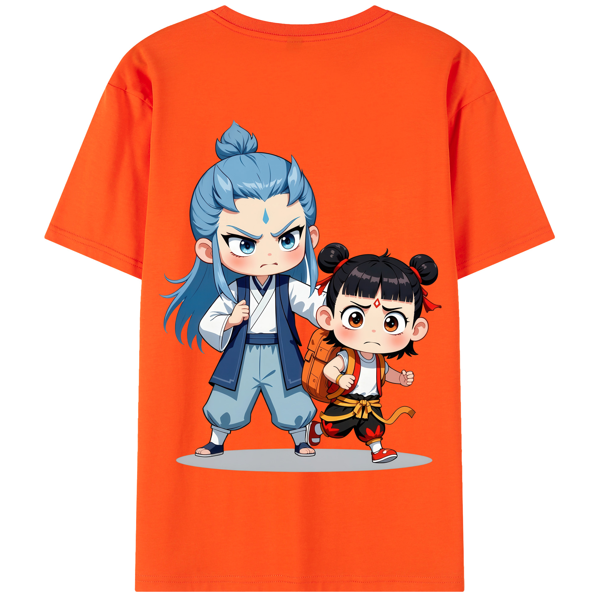 （画像用） Ne Zha 2 ナタ 魔童の大暴れ 綿100％半袖Tシャツ（背面プリント）