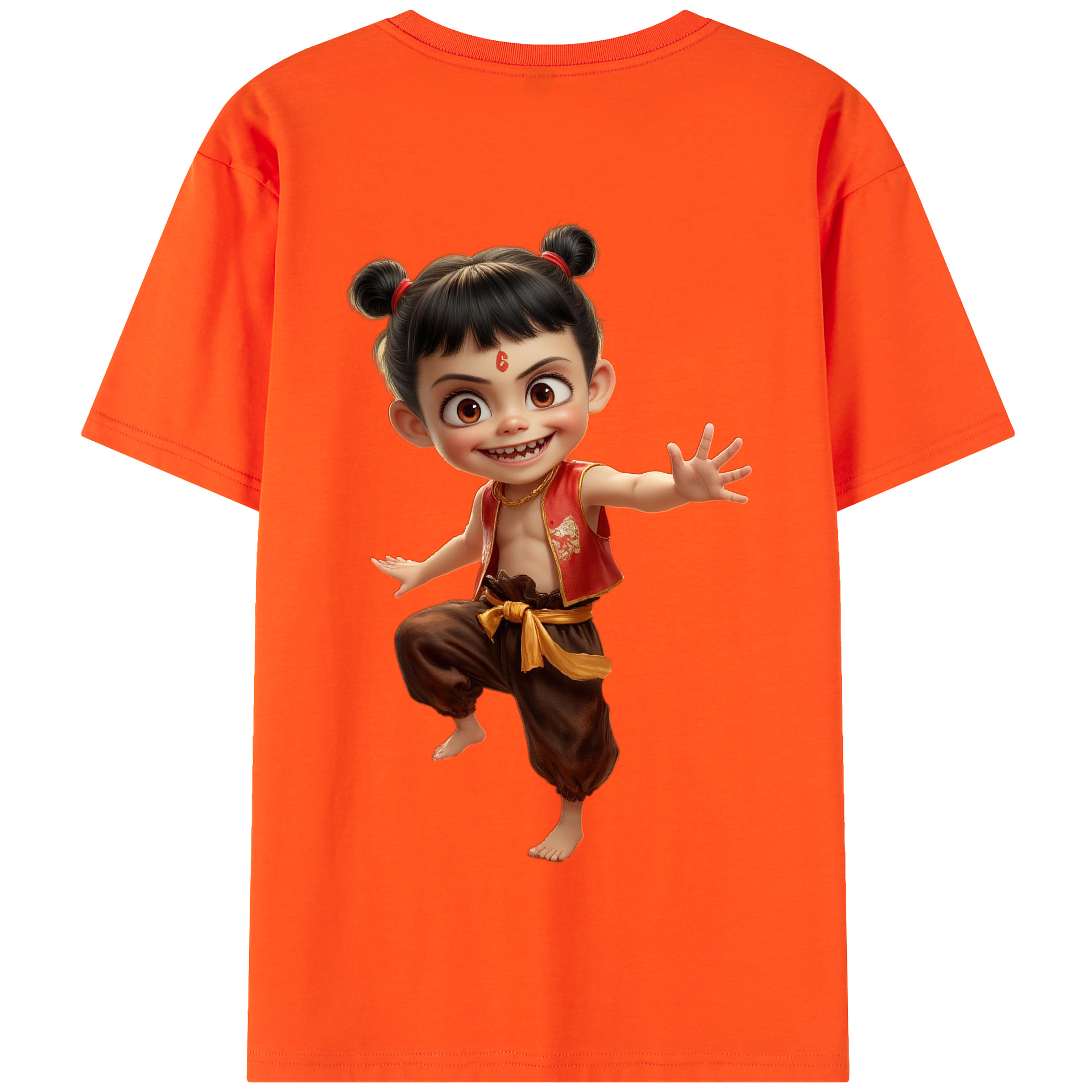 （画像用） Ne Zha 2 ナタ 魔童の大暴れ 綿100％半袖Tシャツ（背面プリント）