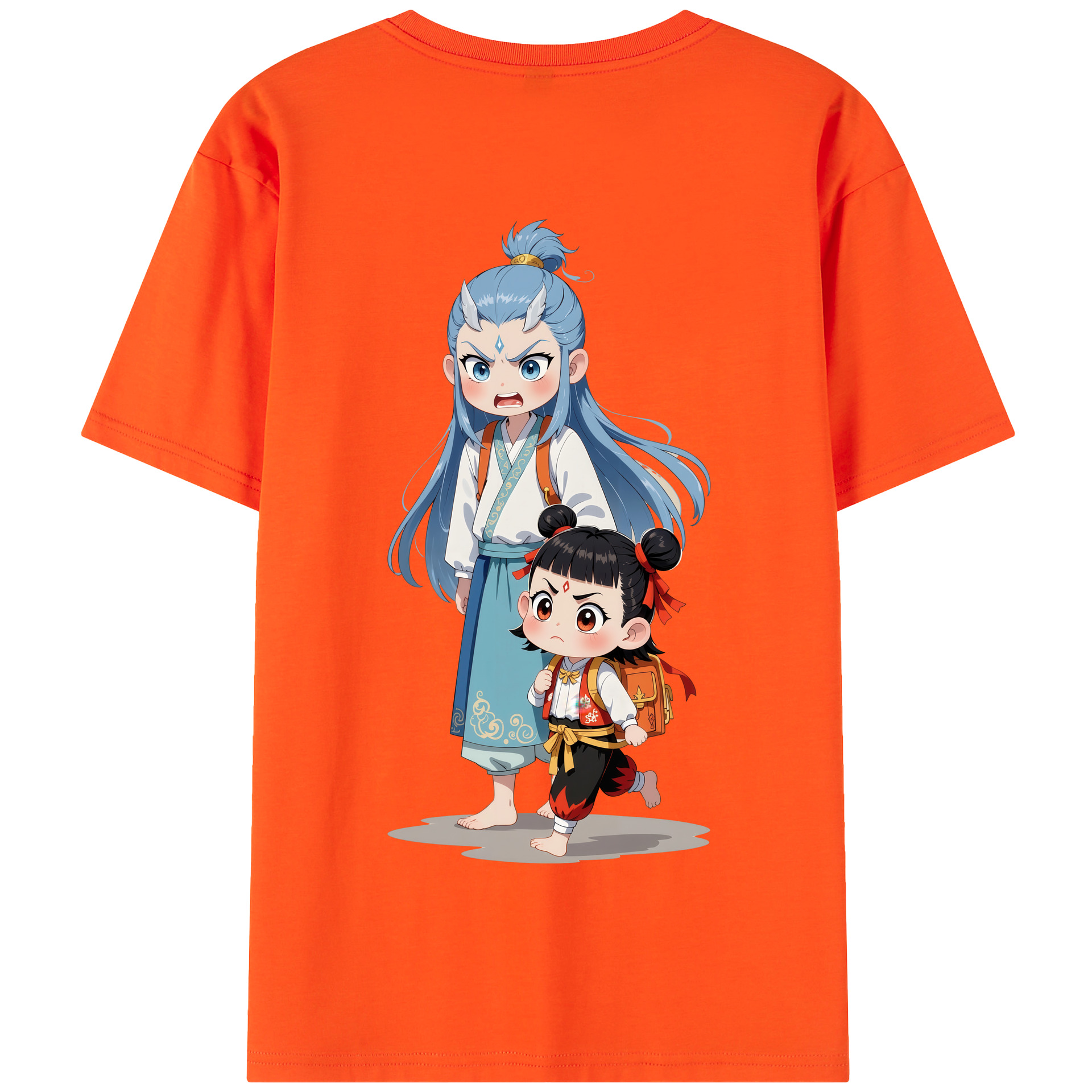 （画像用） Ne Zha 2 ナタ 魔童の大暴れ 綿100％半袖Tシャツ（背面プリント）