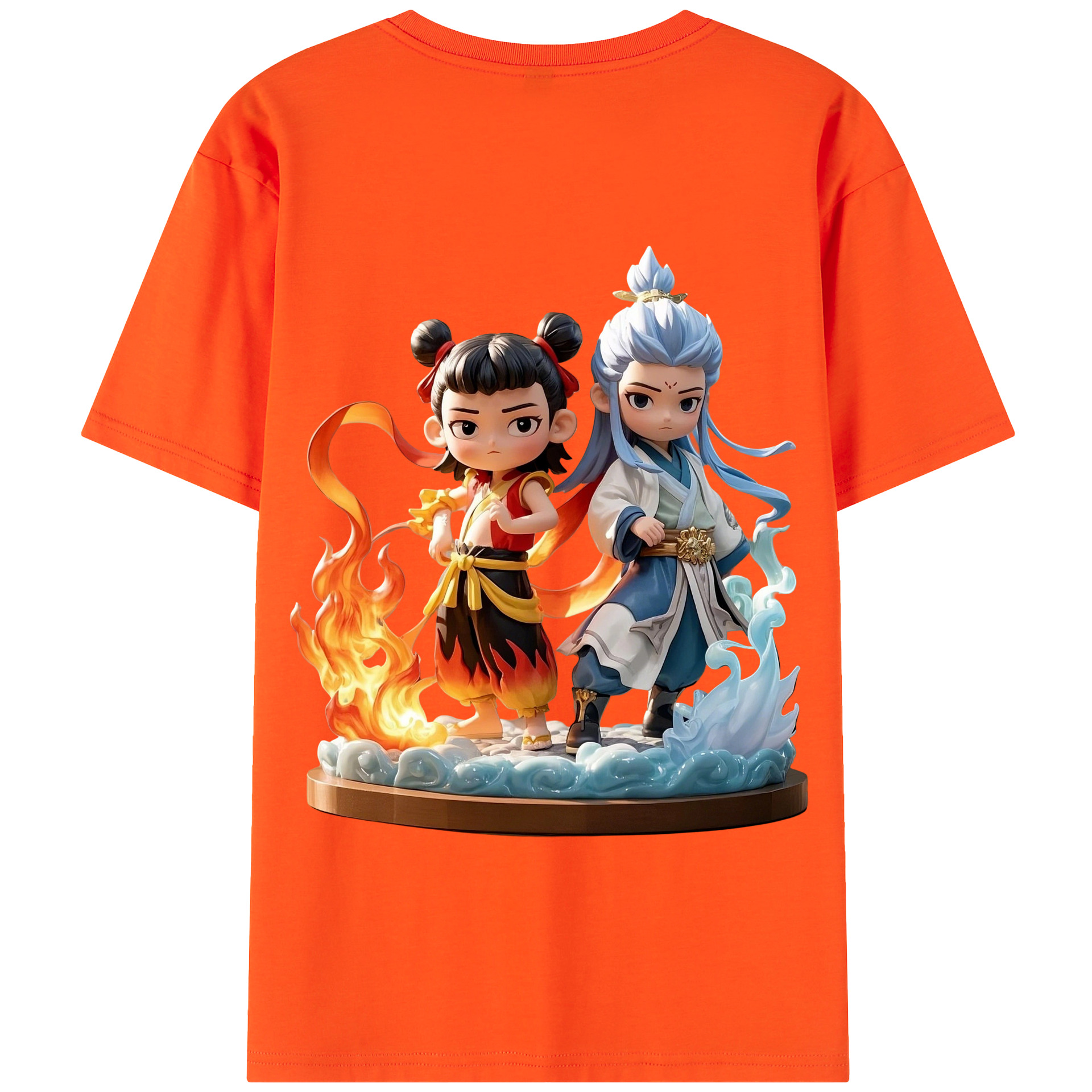 （画像用） Ne Zha 2 ナタ 魔童の大暴れ 綿100％半袖Tシャツ（背面プリント）