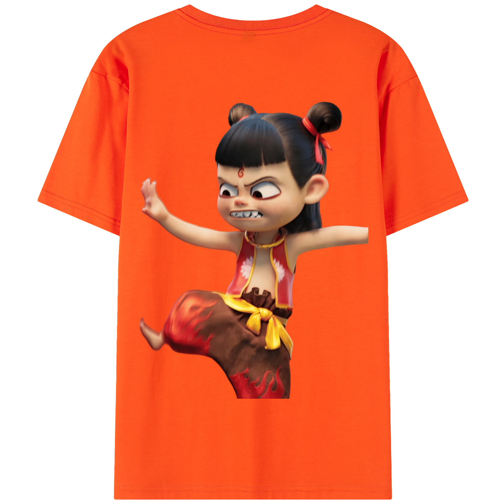 （画像用） Ne Zha 2 ナタ 魔童の大暴れ 綿100％半袖Tシャツ（背面プリント）