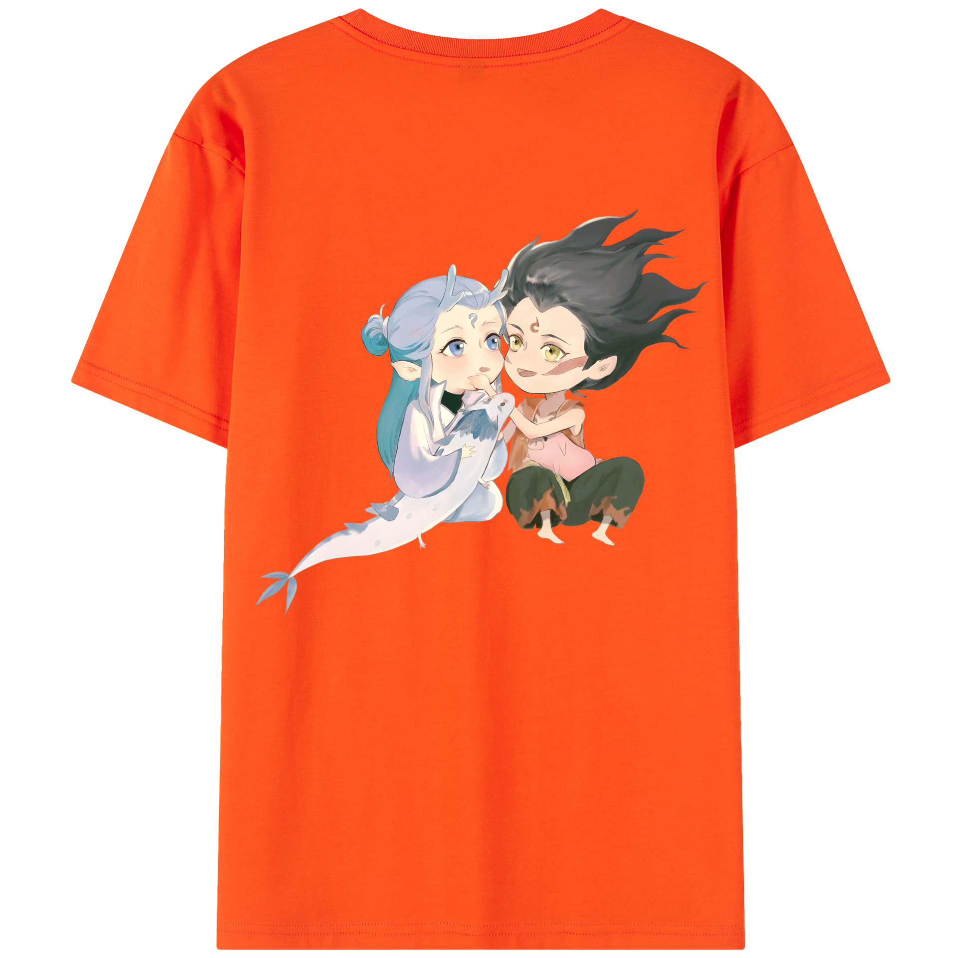 （画像用） Ne Zha 2 ナタ 魔童の大暴れ 綿100％半袖Tシャツ（背面プリント）
