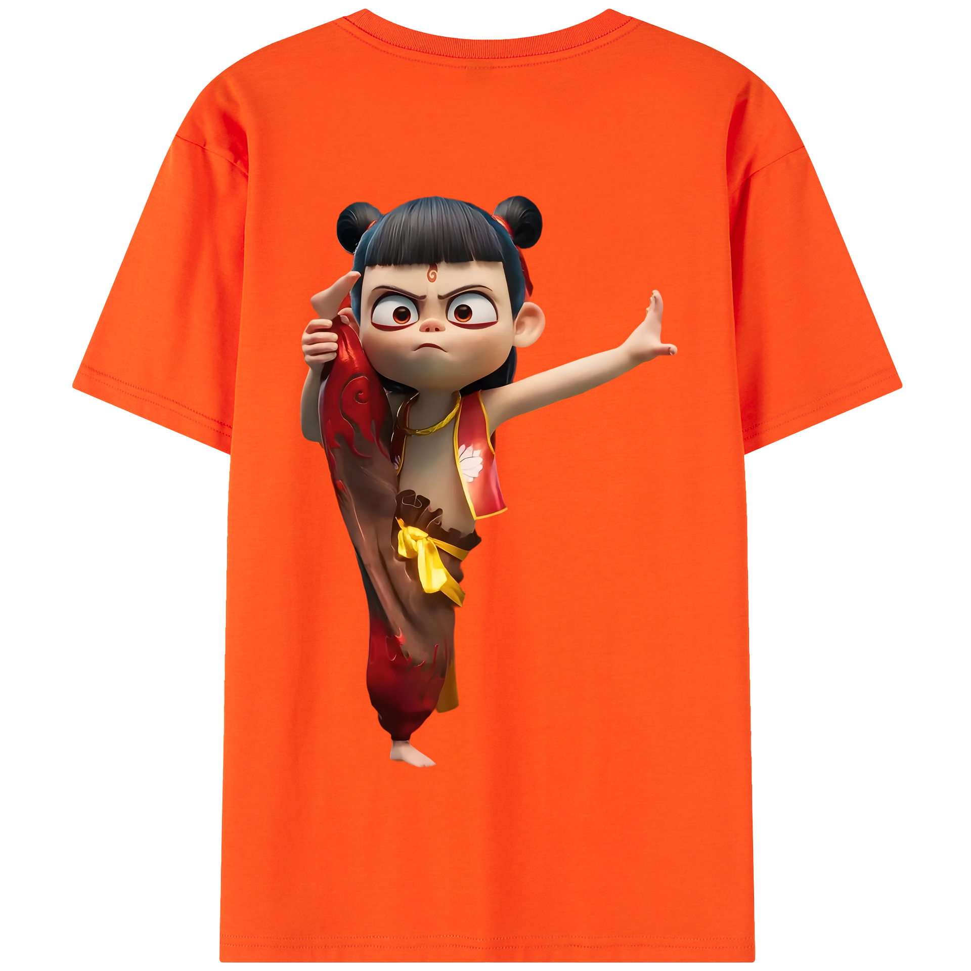 （画像用） Ne Zha 2 ナタ 魔童の大暴れ 綿100％半袖Tシャツ（背面プリント）