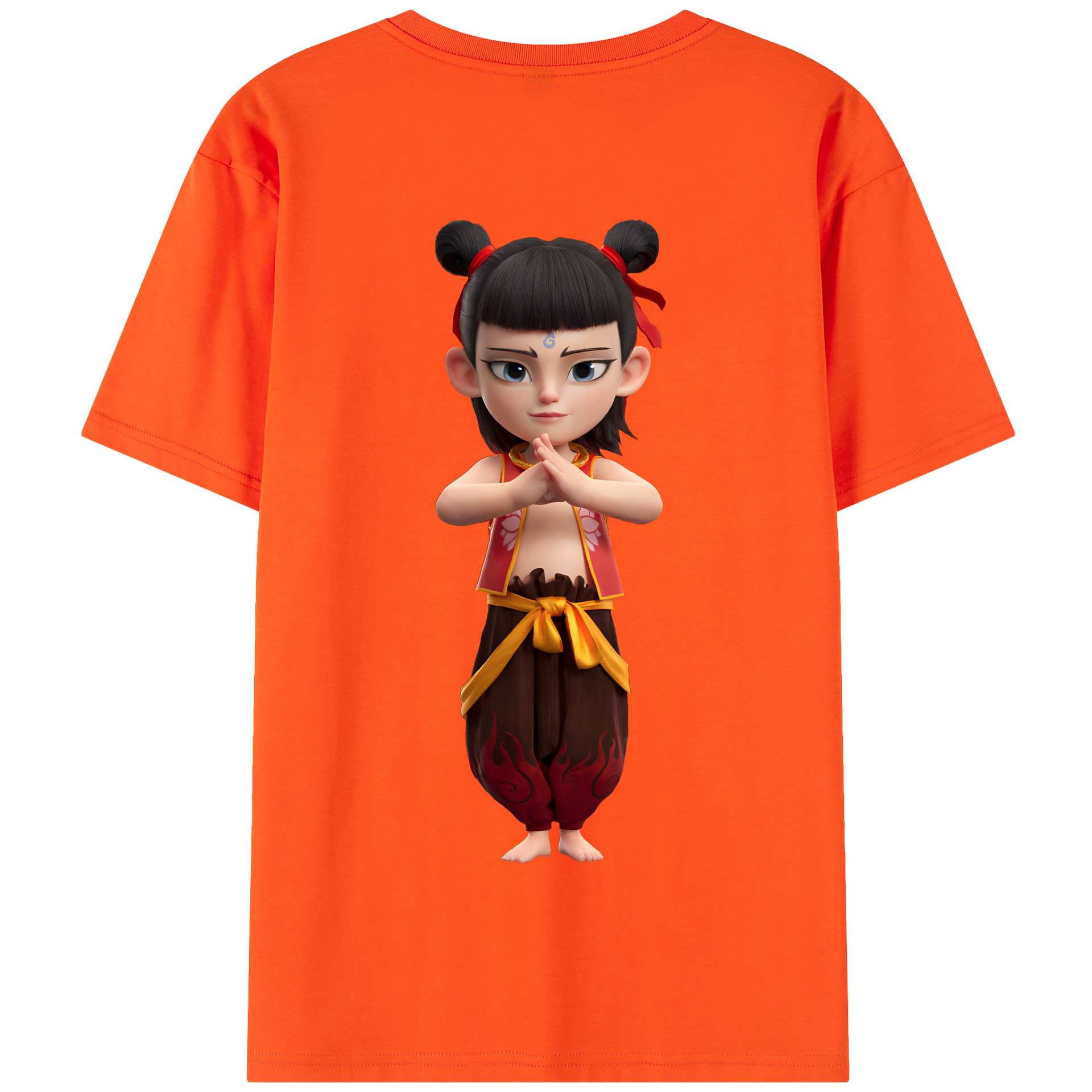 （画像用） Ne Zha 2 ナタ 魔童の大暴れ 綿100％半袖Tシャツ（背面プリント）