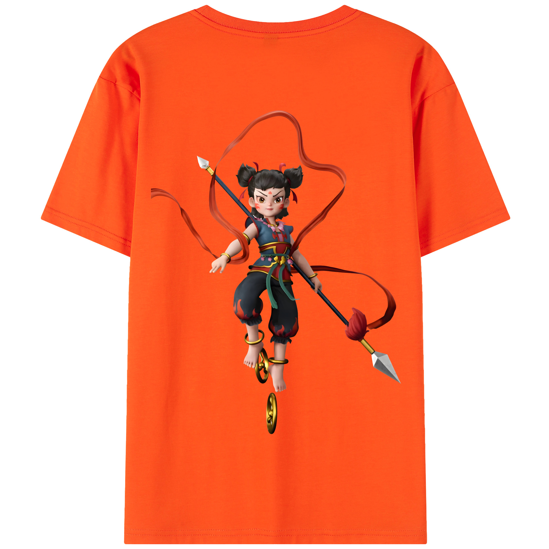 （画像用） Ne Zha 2 ナタ 魔童の大暴れ 綿100％半袖Tシャツ（背面プリント）