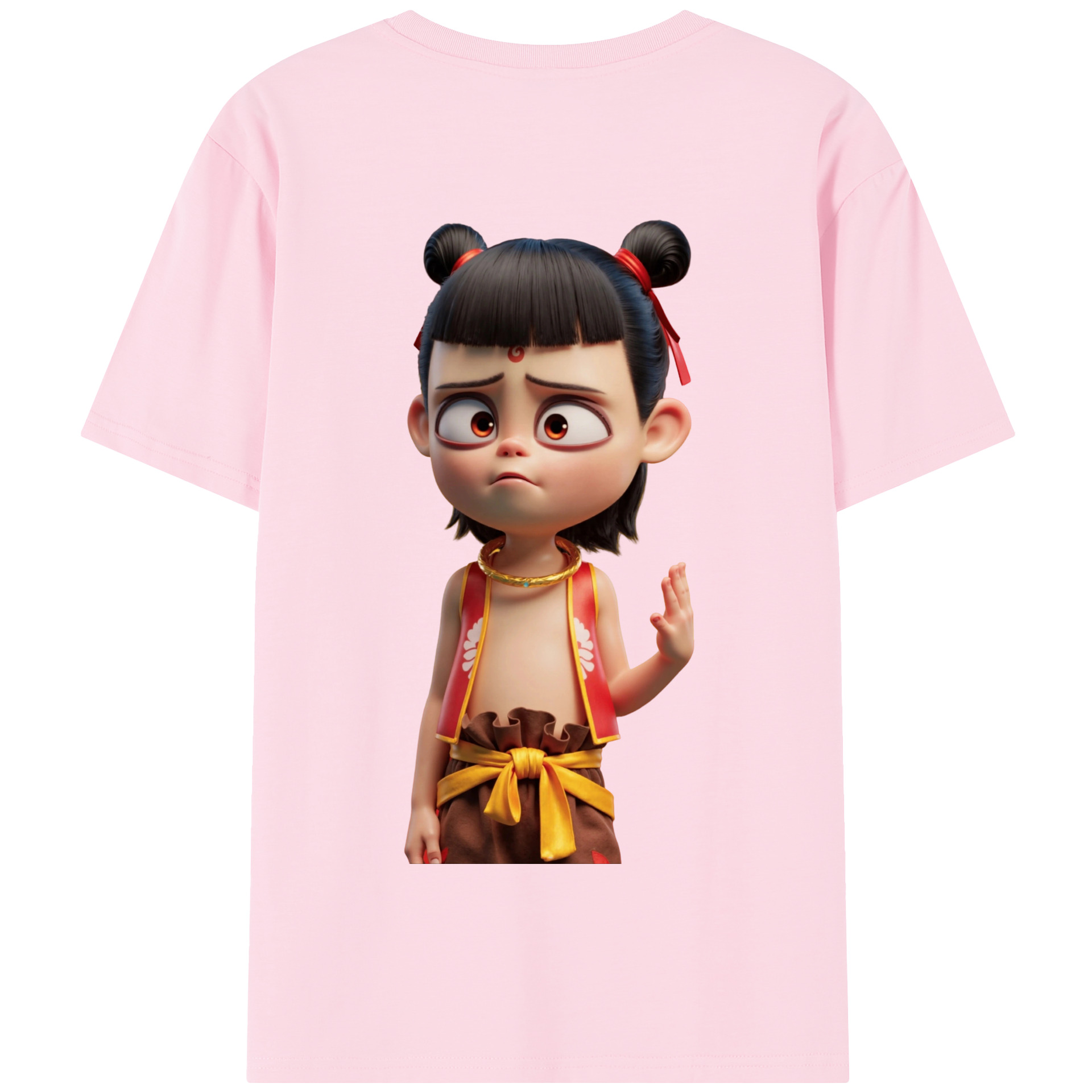 （画像用） Ne Zha 2 ナタ 魔童の大暴れ 綿100％半袖Tシャツ（背面プリント）