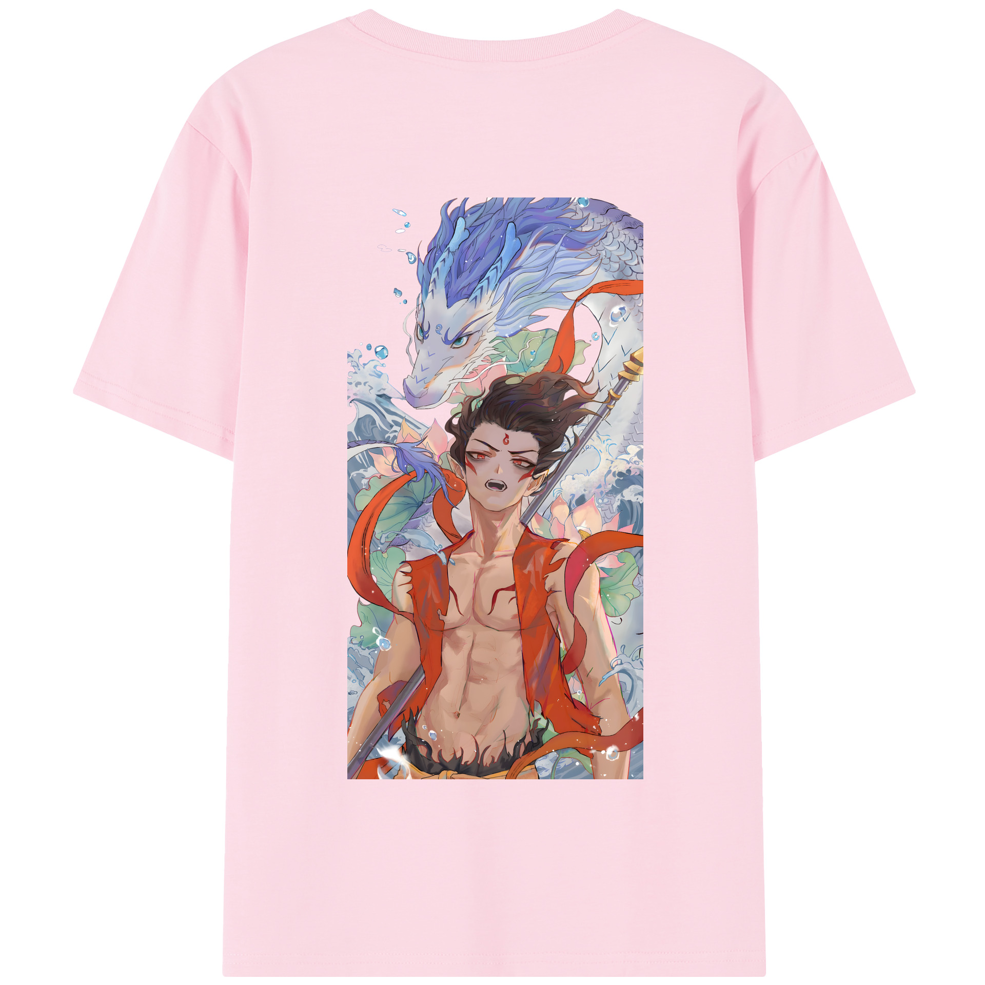 （画像用） Ne Zha 2 ナタ 魔童の大暴れ 綿100％半袖Tシャツ（背面プリント）