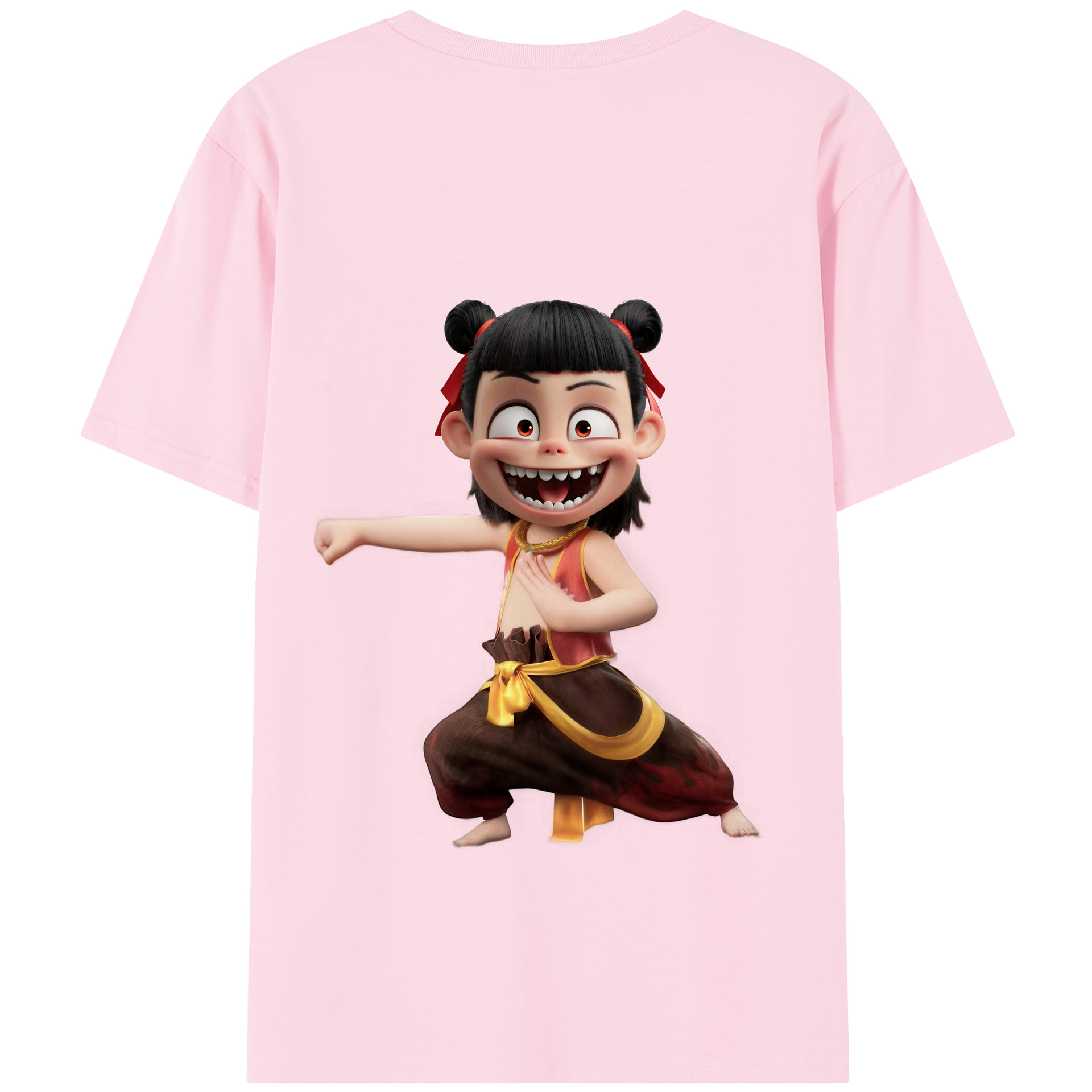 （画像用） Ne Zha 2 ナタ 魔童の大暴れ 綿100％半袖Tシャツ（背面プリント）