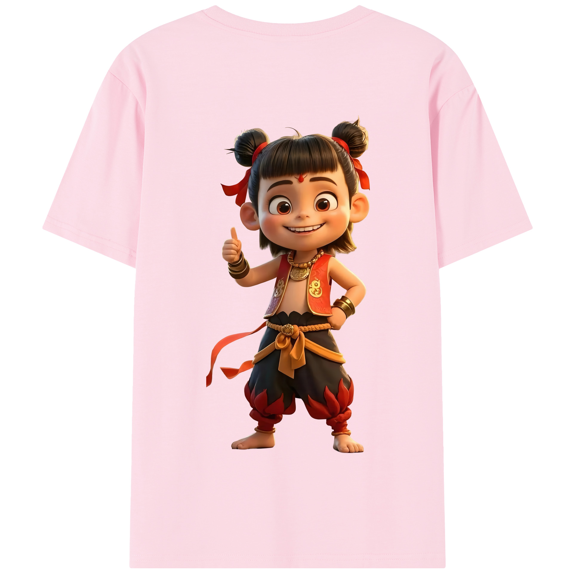 （画像用） Ne Zha 2 ナタ 魔童の大暴れ 綿100％半袖Tシャツ（背面プリント）