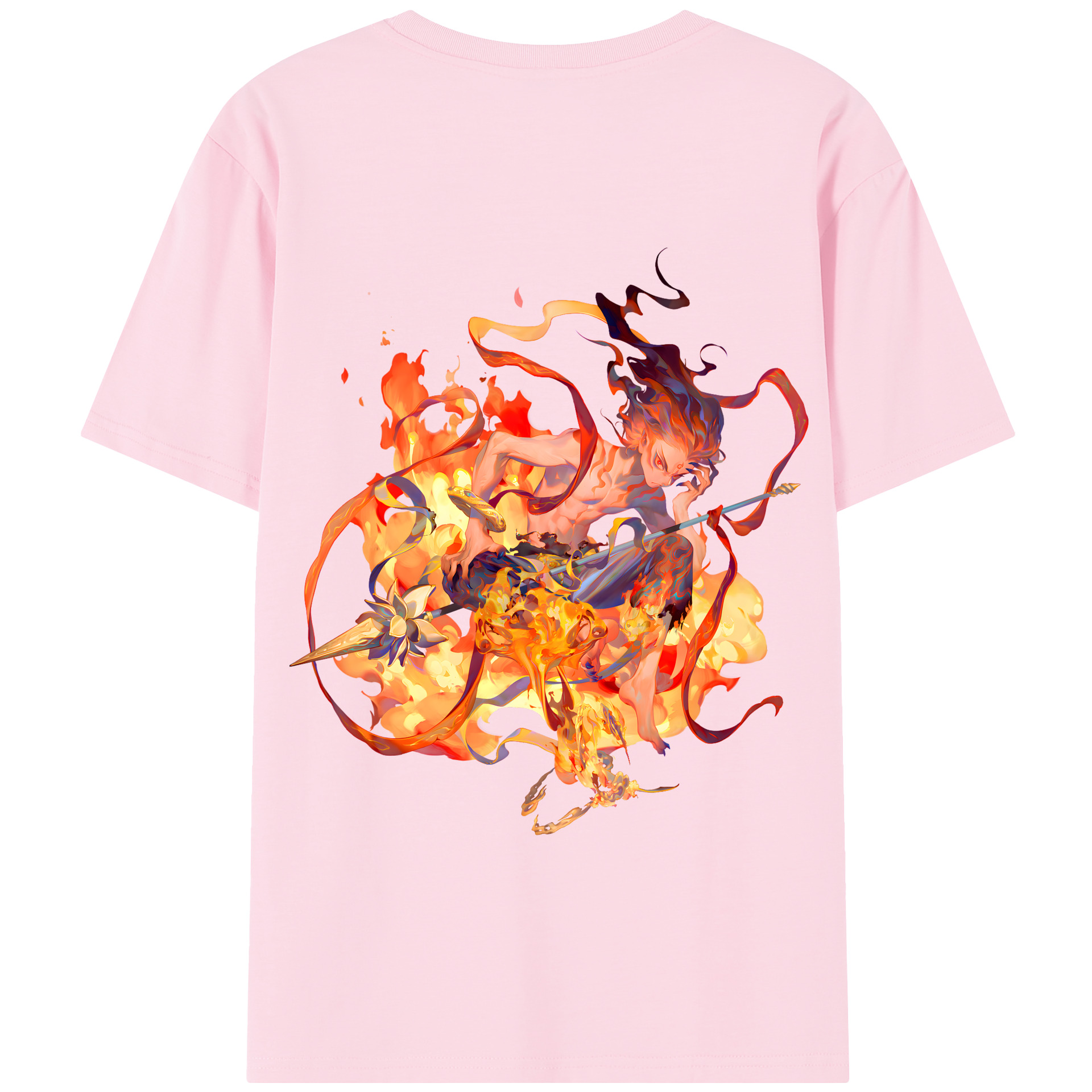 （画像用） Ne Zha 2 ナタ 魔童の大暴れ 綿100％半袖Tシャツ（背面プリント）