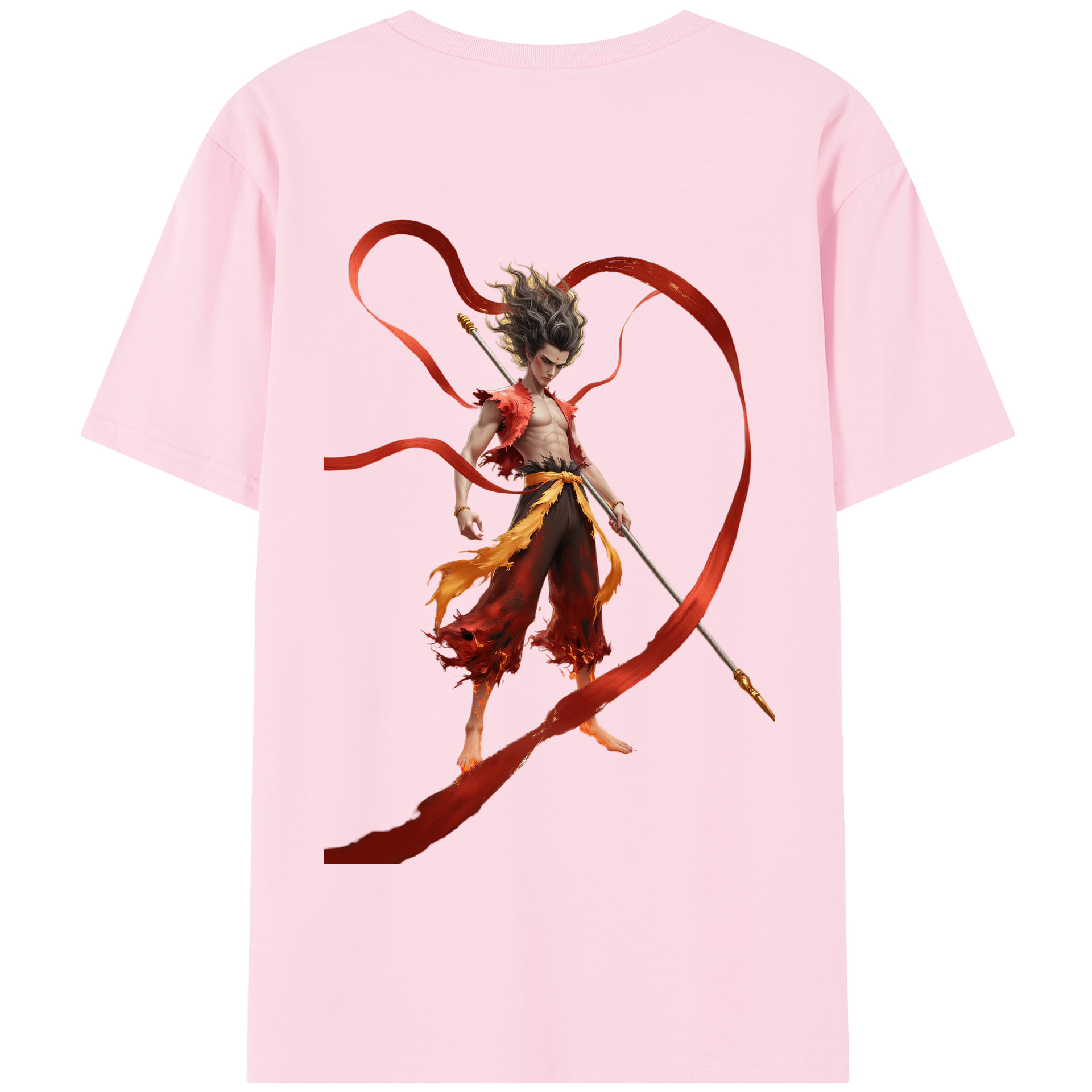 （画像用） Ne Zha 2 ナタ 魔童の大暴れ 綿100％半袖Tシャツ（背面プリント）
