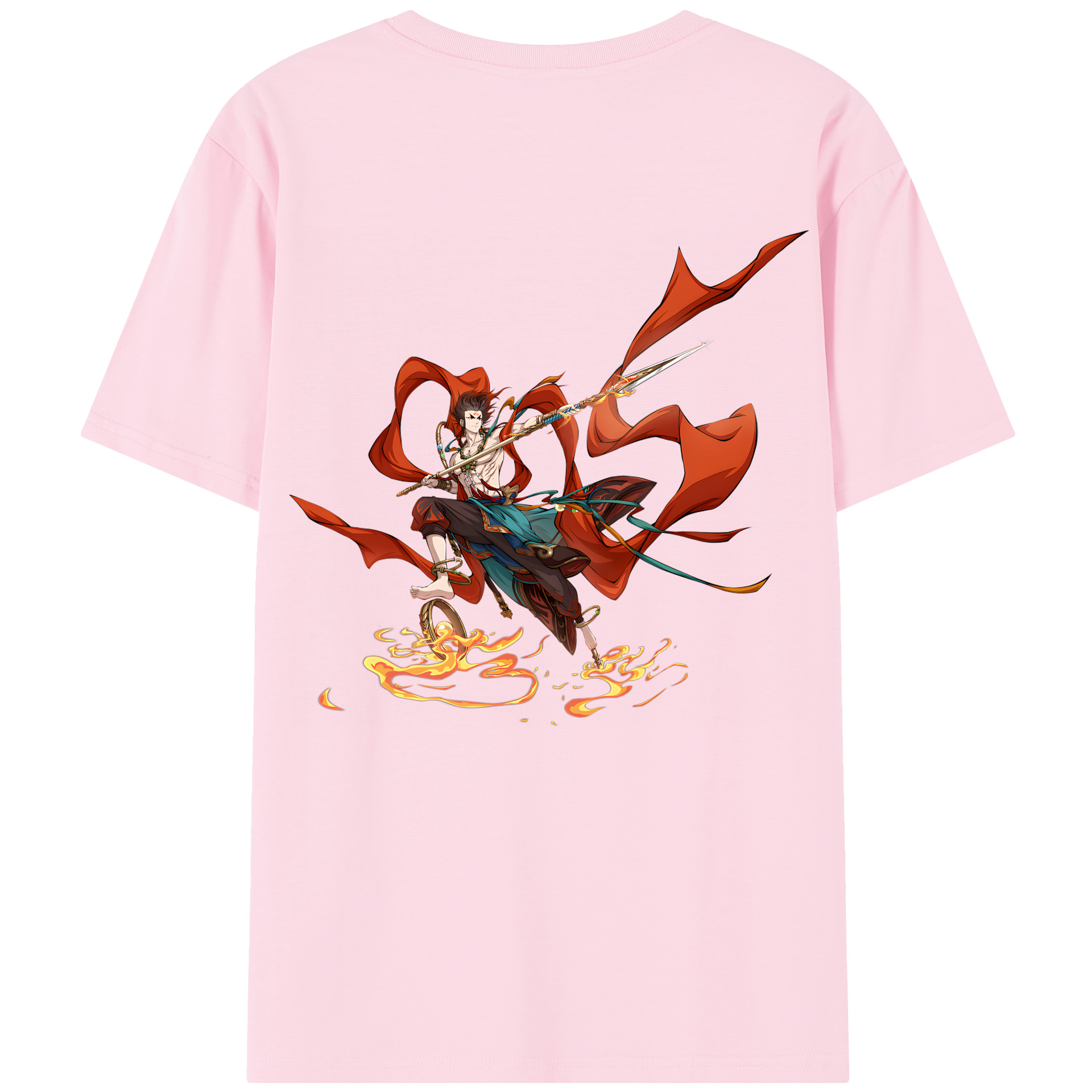 （画像用） Ne Zha 2 ナタ 魔童の大暴れ 綿100％半袖Tシャツ（背面プリント）