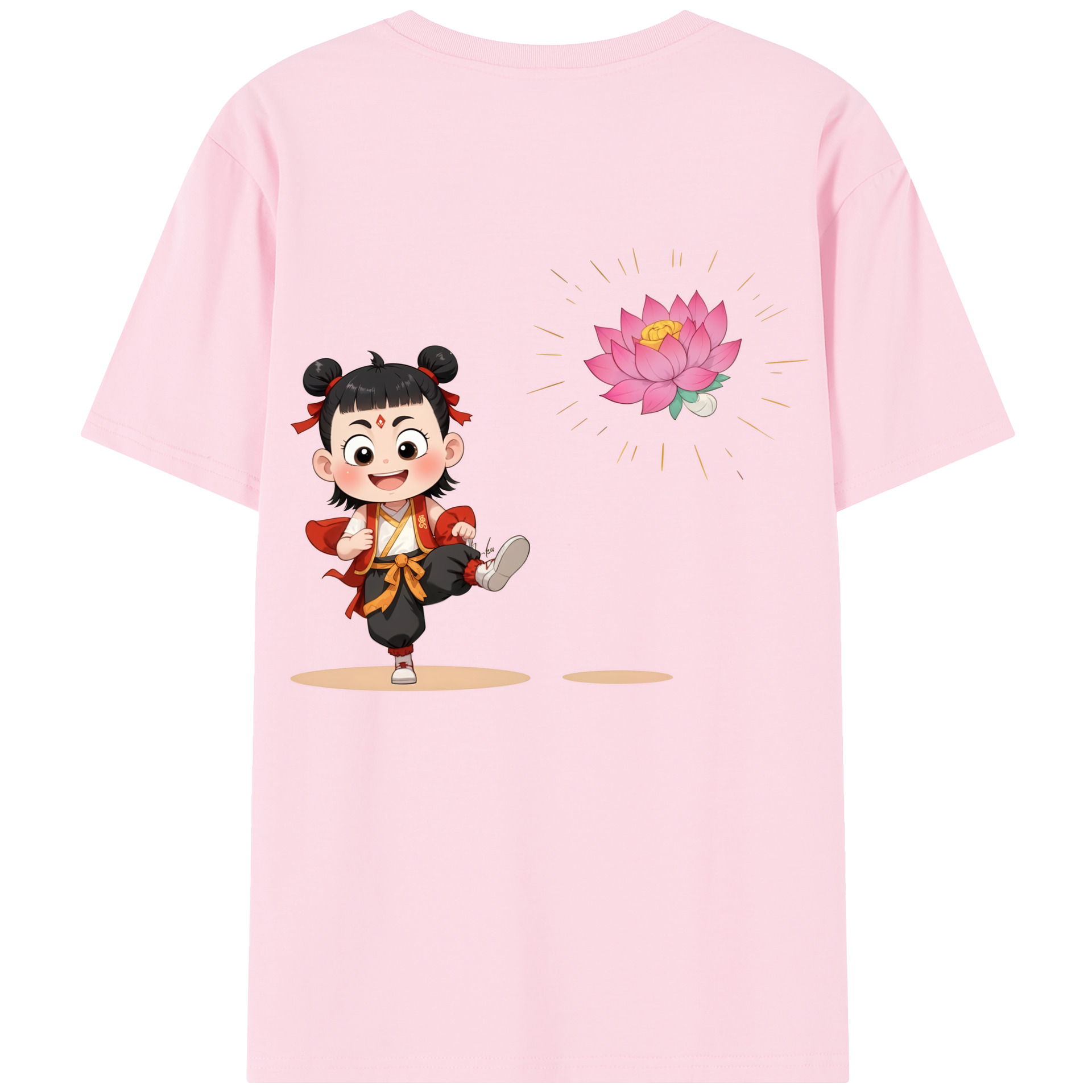 （画像用） Ne Zha 2 ナタ 魔童の大暴れ 綿100％半袖Tシャツ（背面プリント）