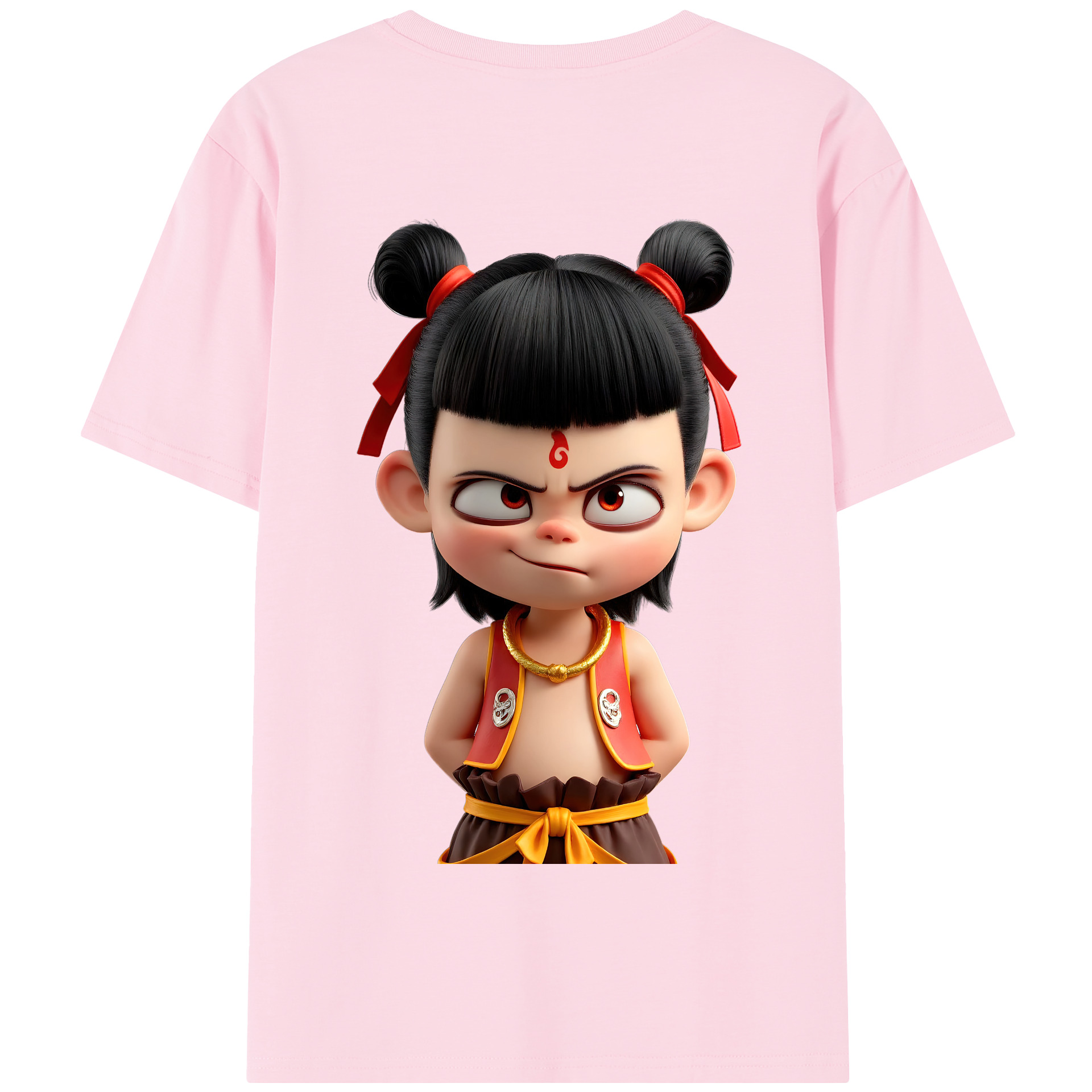 （画像用） Ne Zha 2 ナタ 魔童の大暴れ 綿100％半袖Tシャツ（背面プリント）