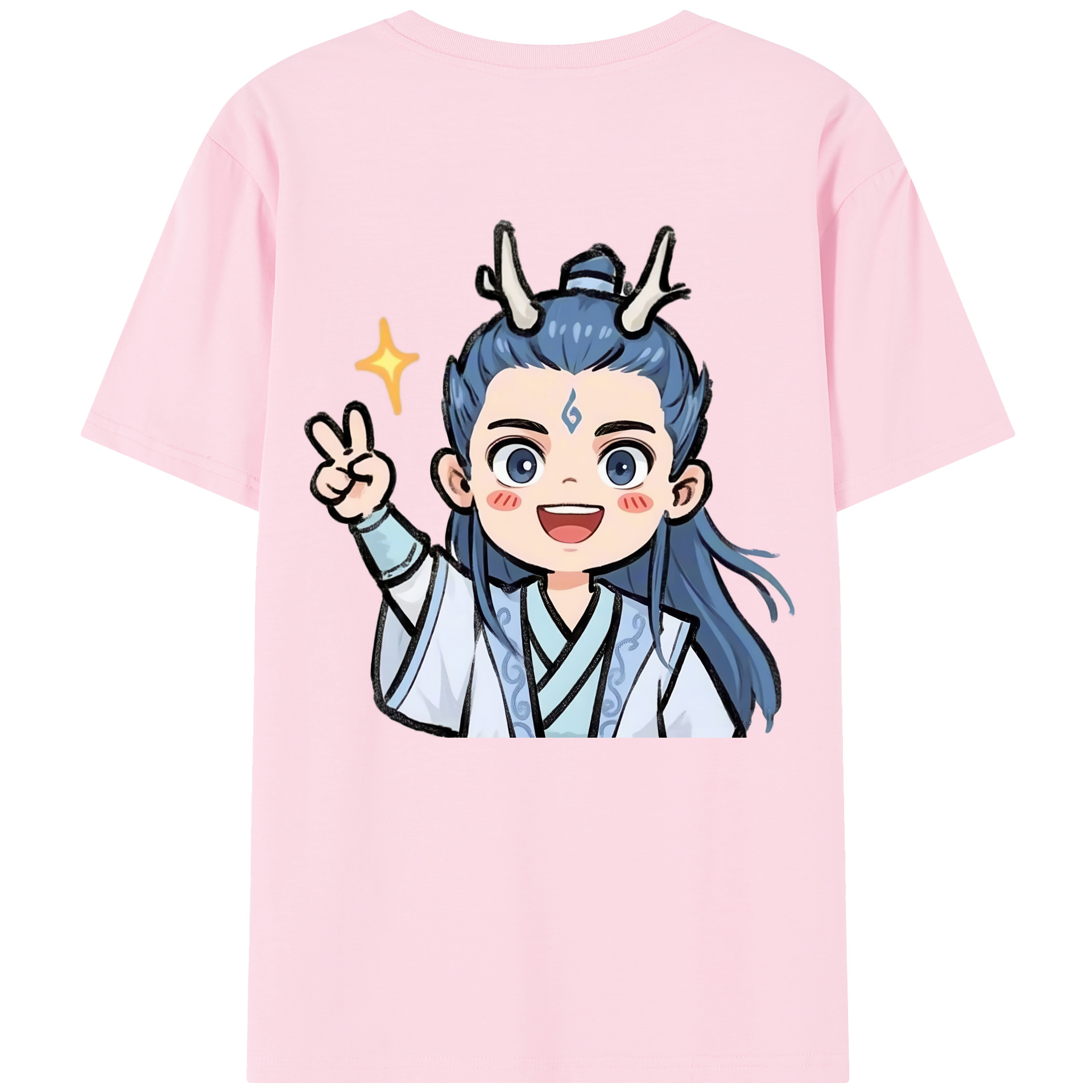 （画像用） Ne Zha 2 ナタ 魔童の大暴れ 綿100％半袖Tシャツ（背面プリント）