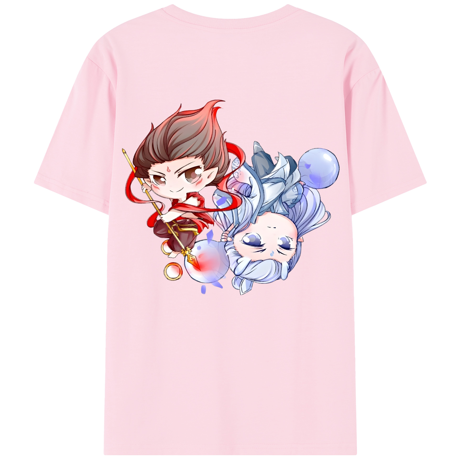 （画像用） Ne Zha 2 ナタ 魔童の大暴れ 綿100％半袖Tシャツ（背面プリント）