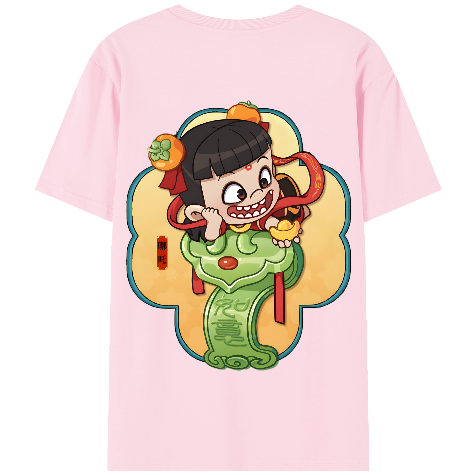 （画像用） Ne Zha 2 ナタ 魔童の大暴れ 綿100％半袖Tシャツ（背面プリント）