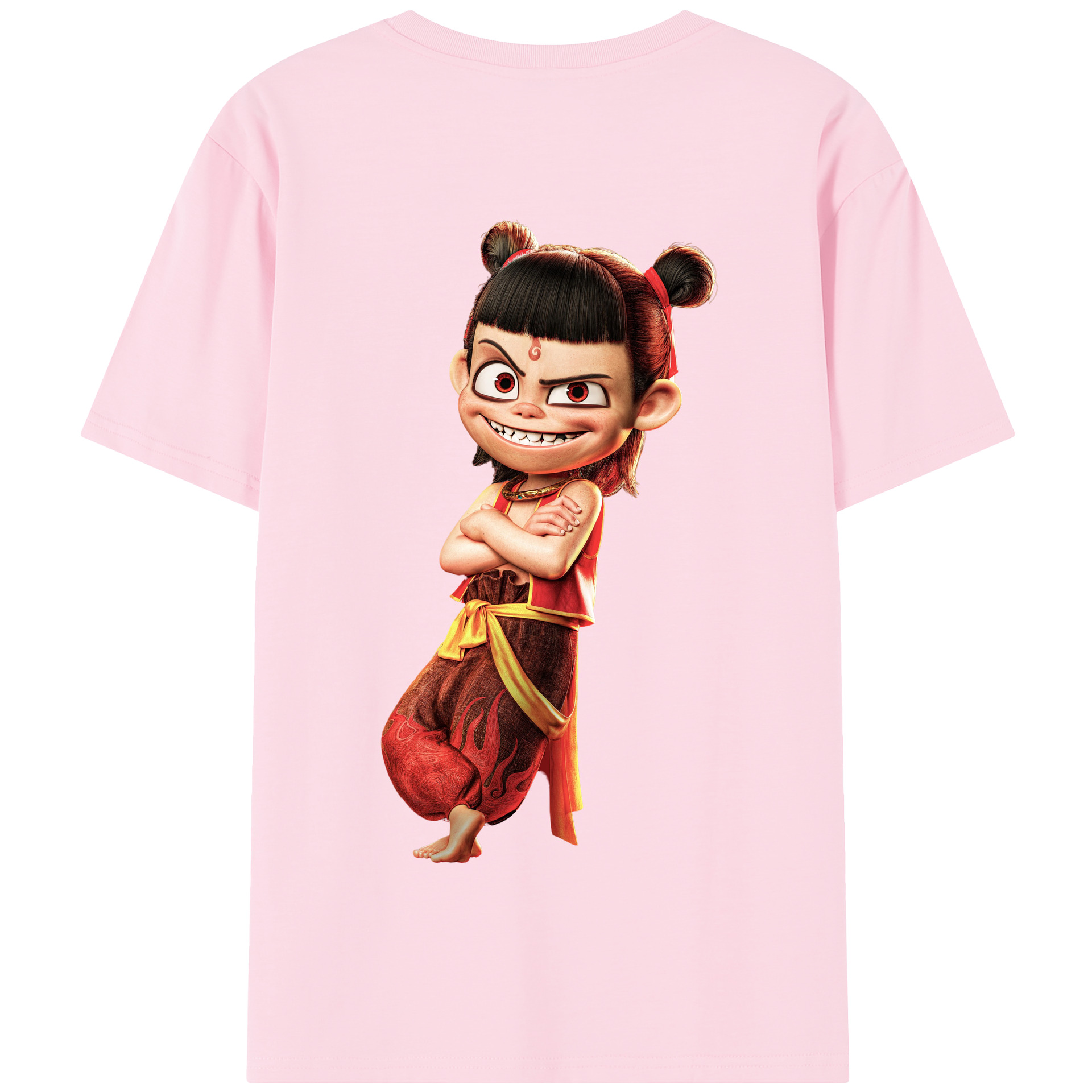 （画像用） Ne Zha 2 ナタ 魔童の大暴れ 綿100％半袖Tシャツ（背面プリント）