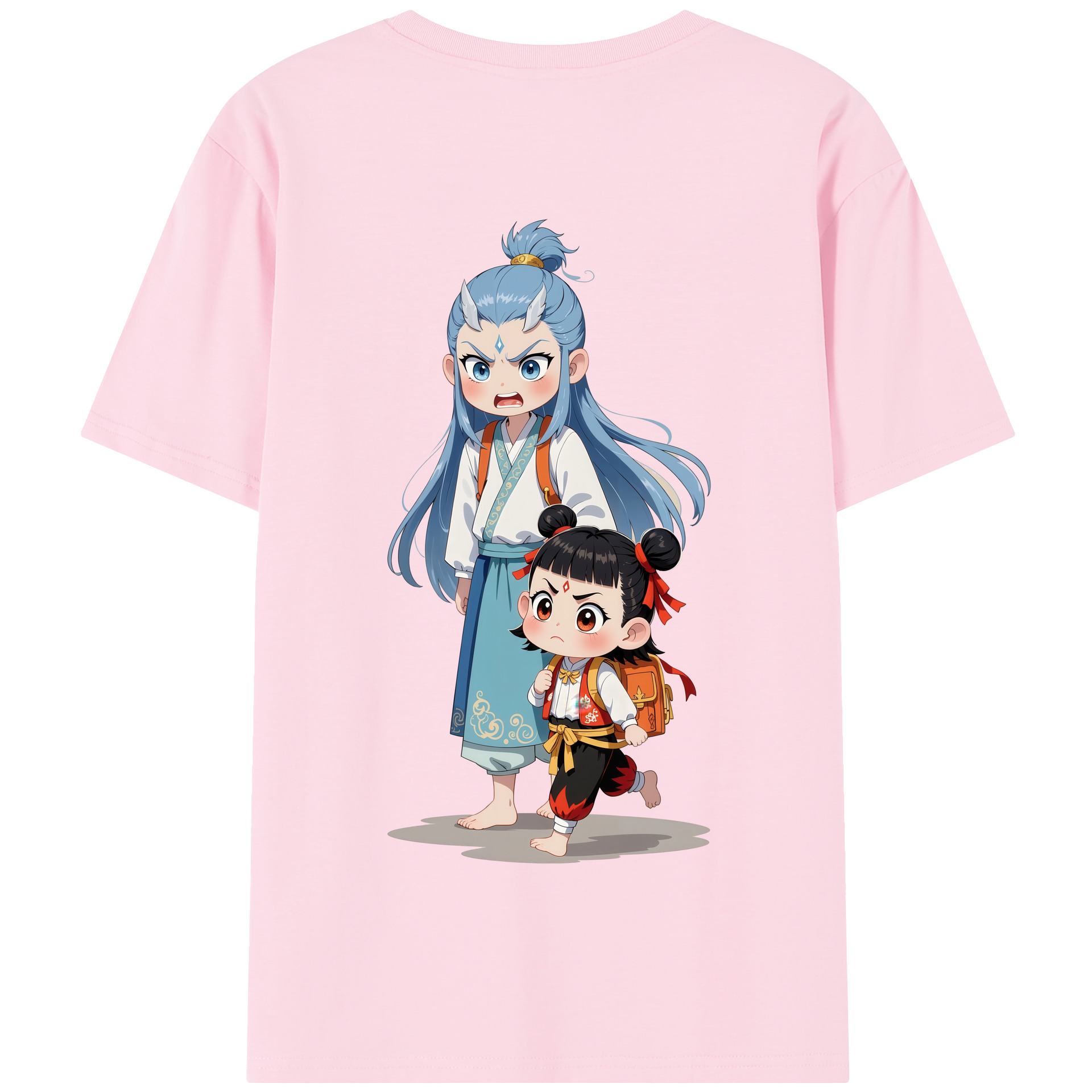（画像用） Ne Zha 2 ナタ 魔童の大暴れ 綿100％半袖Tシャツ（背面プリント）