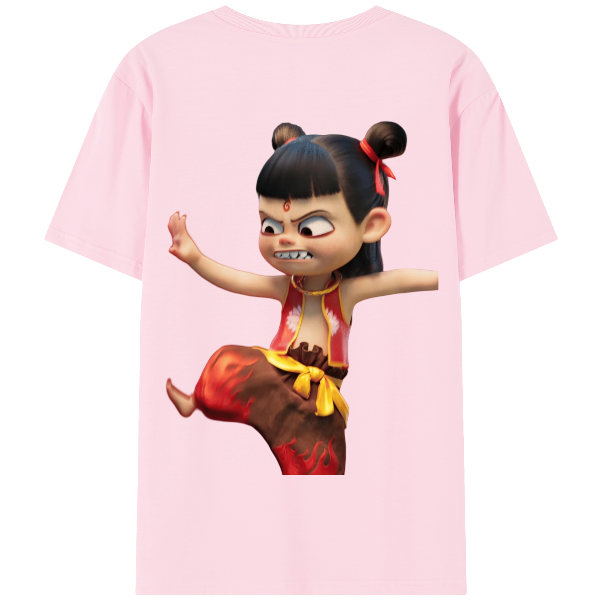 （画像用） Ne Zha 2 ナタ 魔童の大暴れ 綿100％半袖Tシャツ（背面プリント）