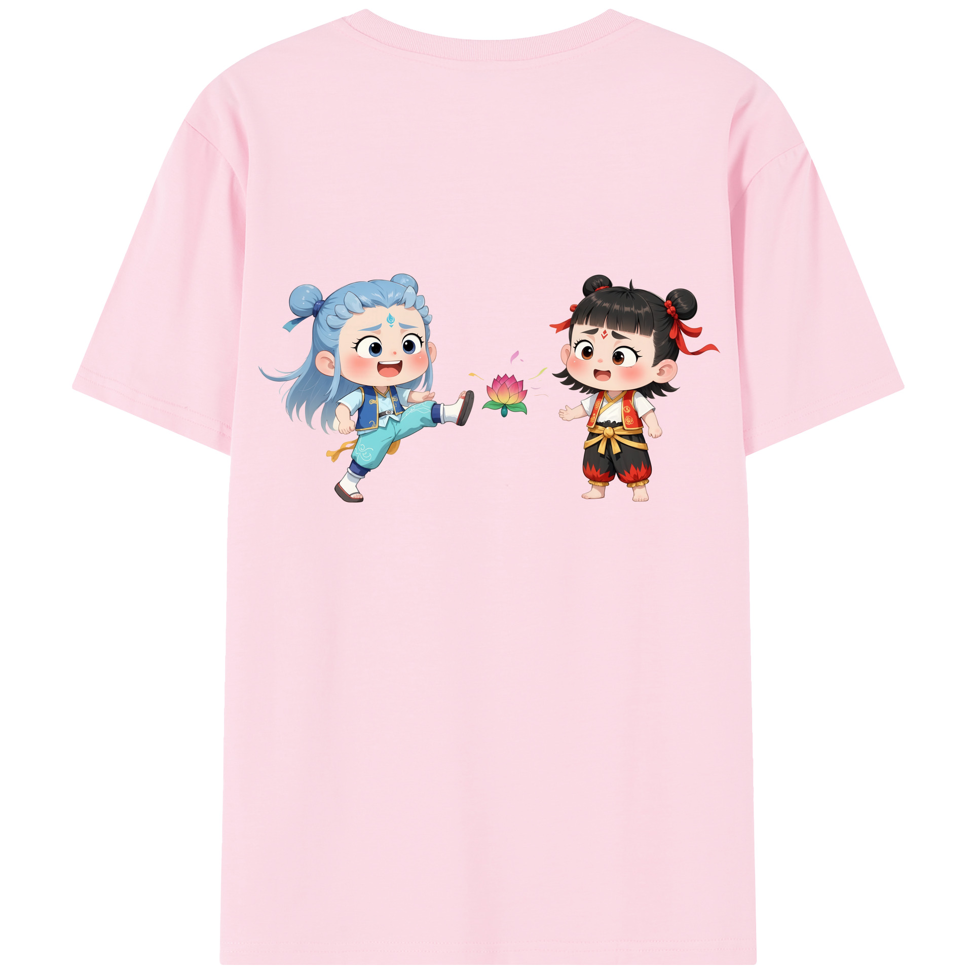 （画像用） Ne Zha 2 ナタ 魔童の大暴れ 綿100％半袖Tシャツ（背面プリント）