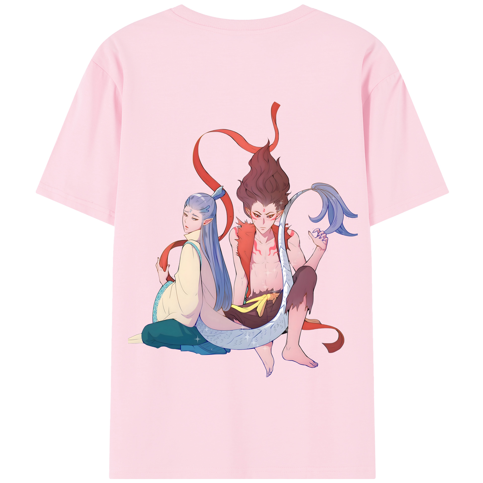 （画像用） Ne Zha 2 ナタ 魔童の大暴れ 綿100％半袖Tシャツ（背面プリント）