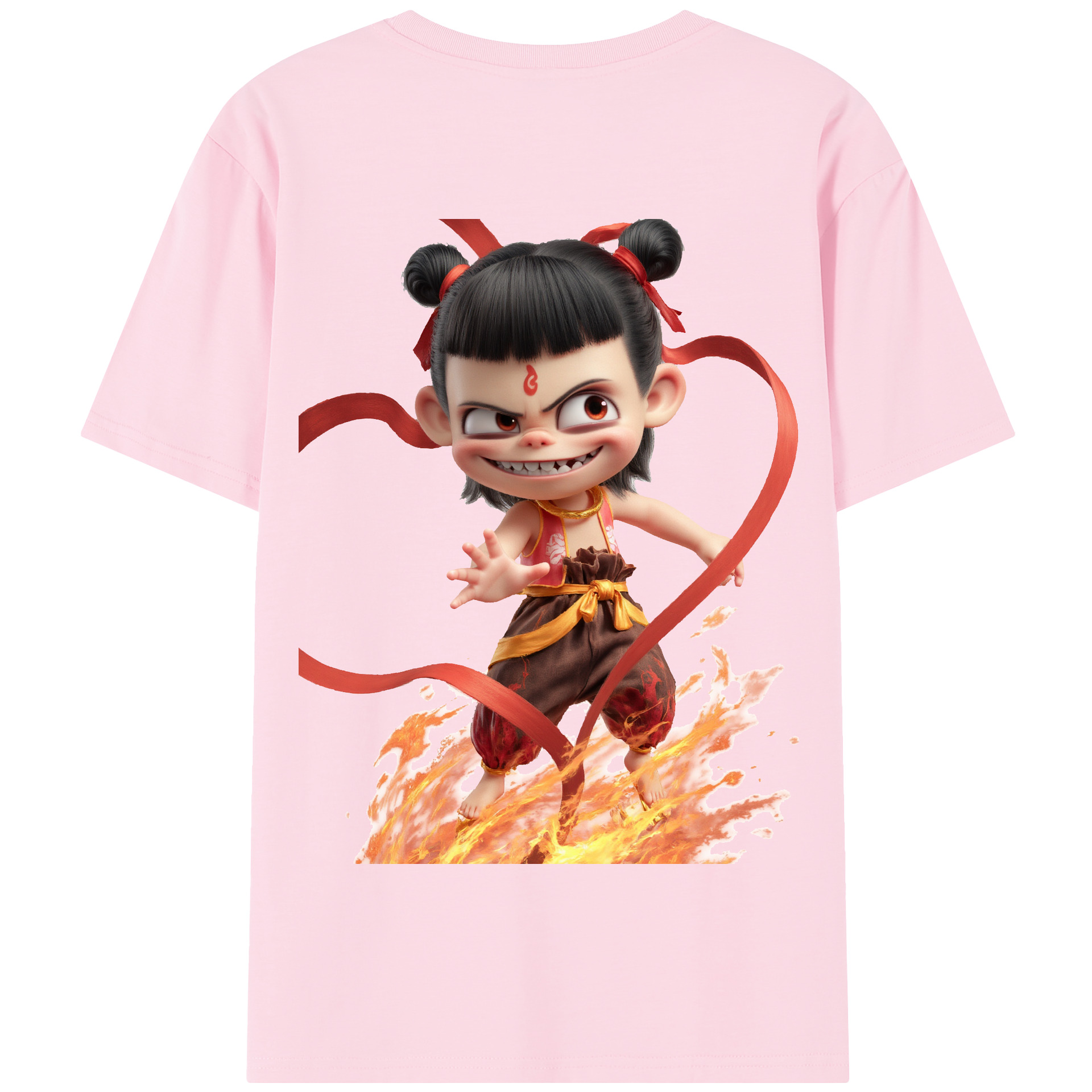 （画像用） Ne Zha 2 ナタ 魔童の大暴れ 綿100％半袖Tシャツ（背面プリント）