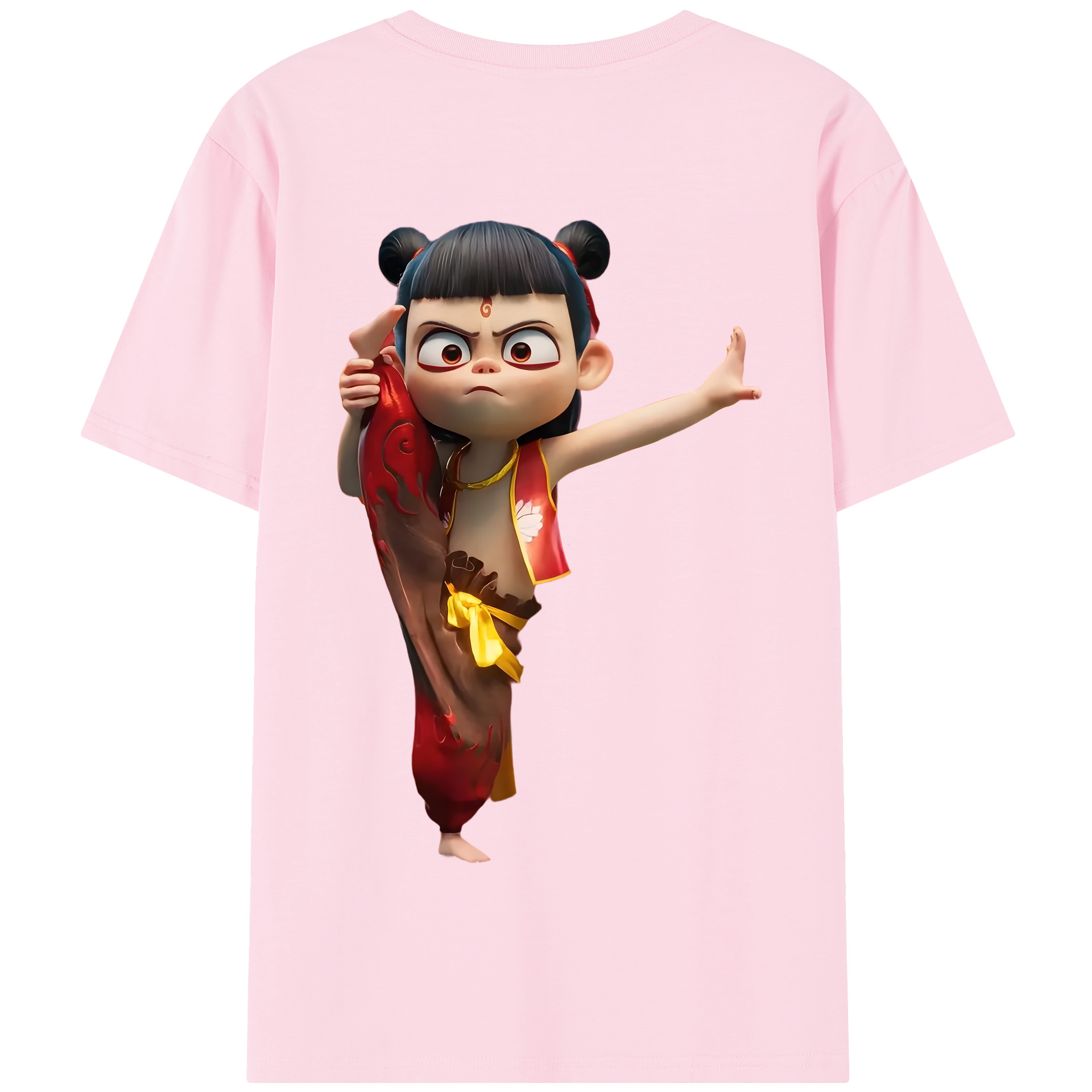 （画像用） Ne Zha 2 ナタ 魔童の大暴れ 綿100％半袖Tシャツ（背面プリント）