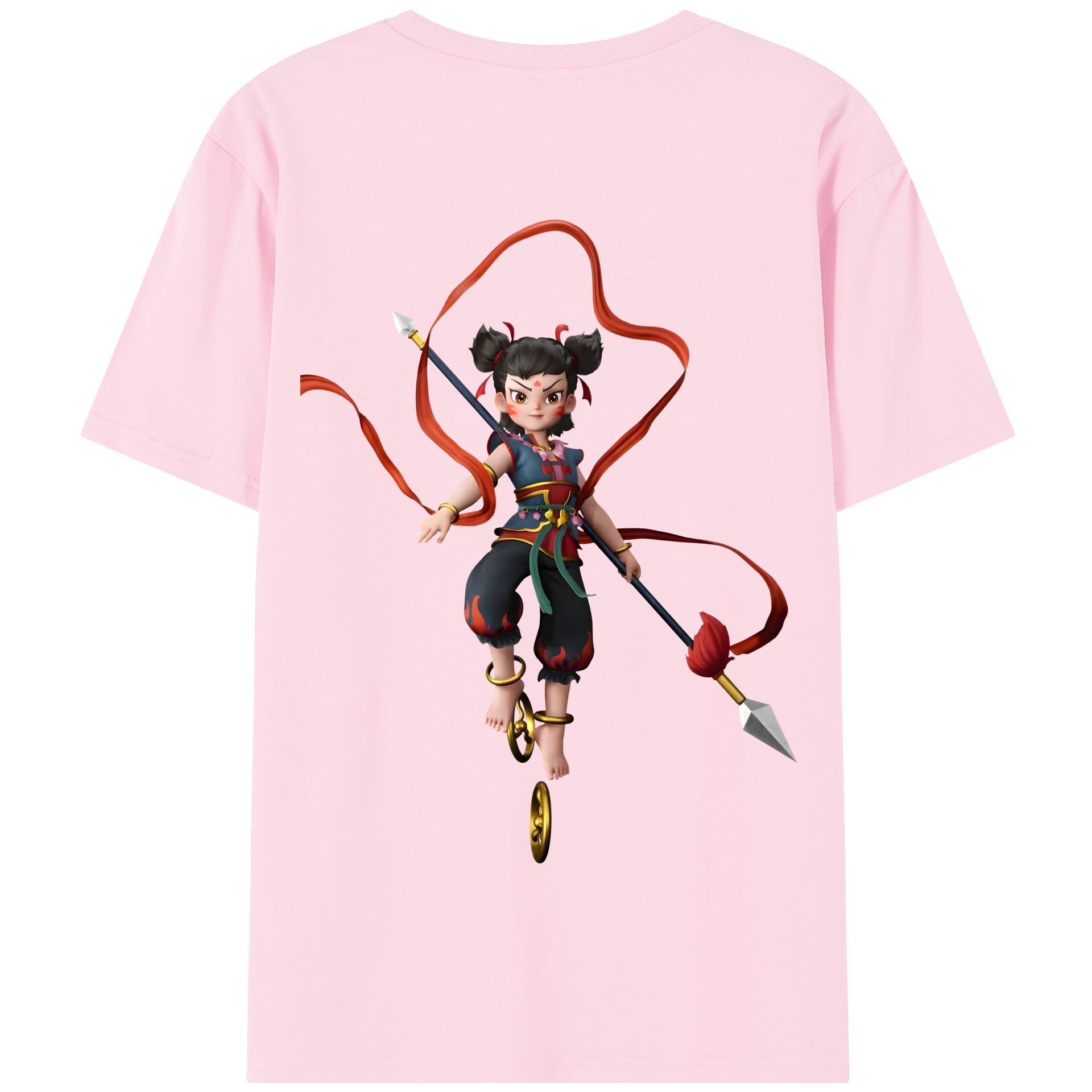 （画像用） Ne Zha 2 ナタ 魔童の大暴れ 綿100％半袖Tシャツ（背面プリント）