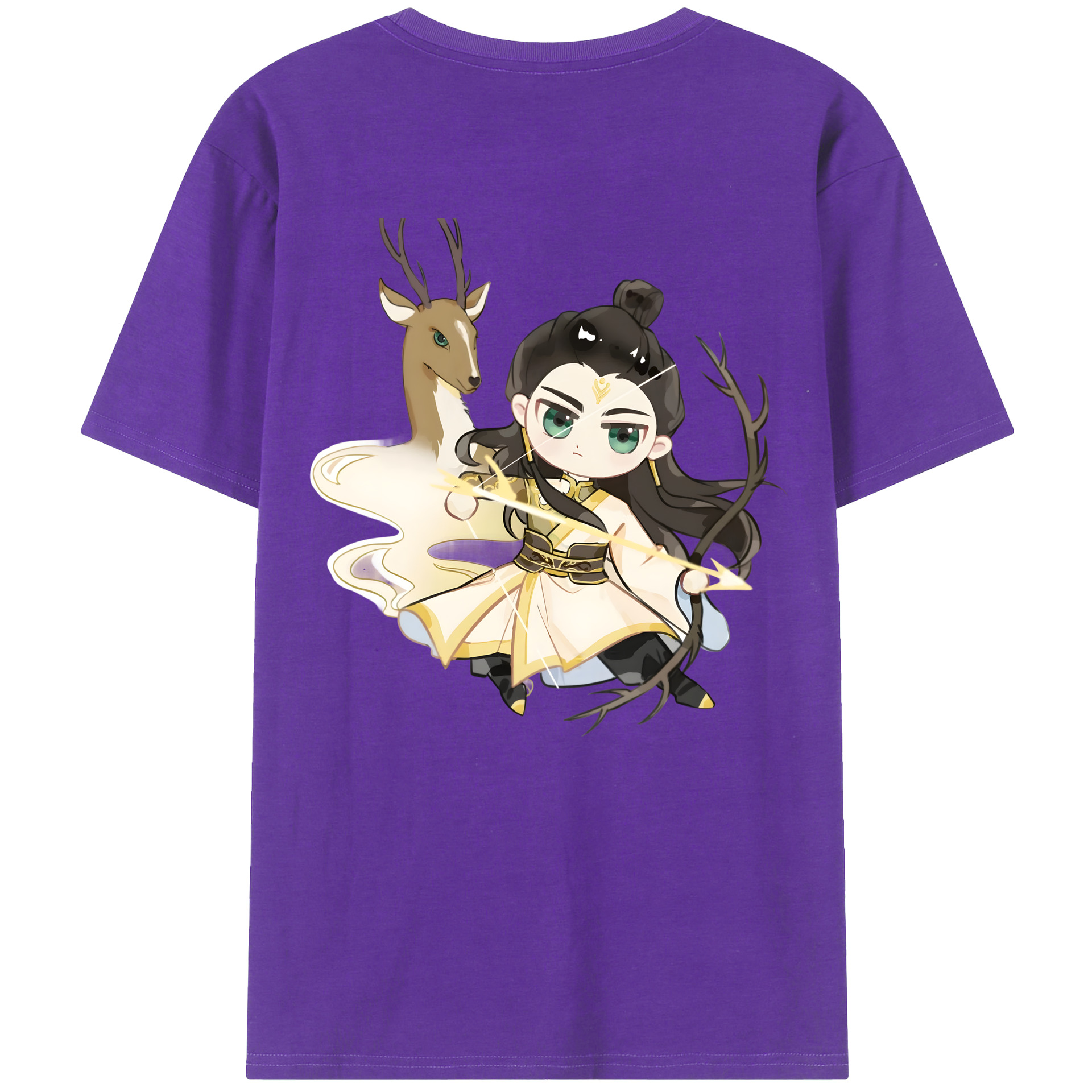 （画像用） Ne Zha 2 ナタ 魔童の大暴れ 綿100％半袖Tシャツ（背面プリント）