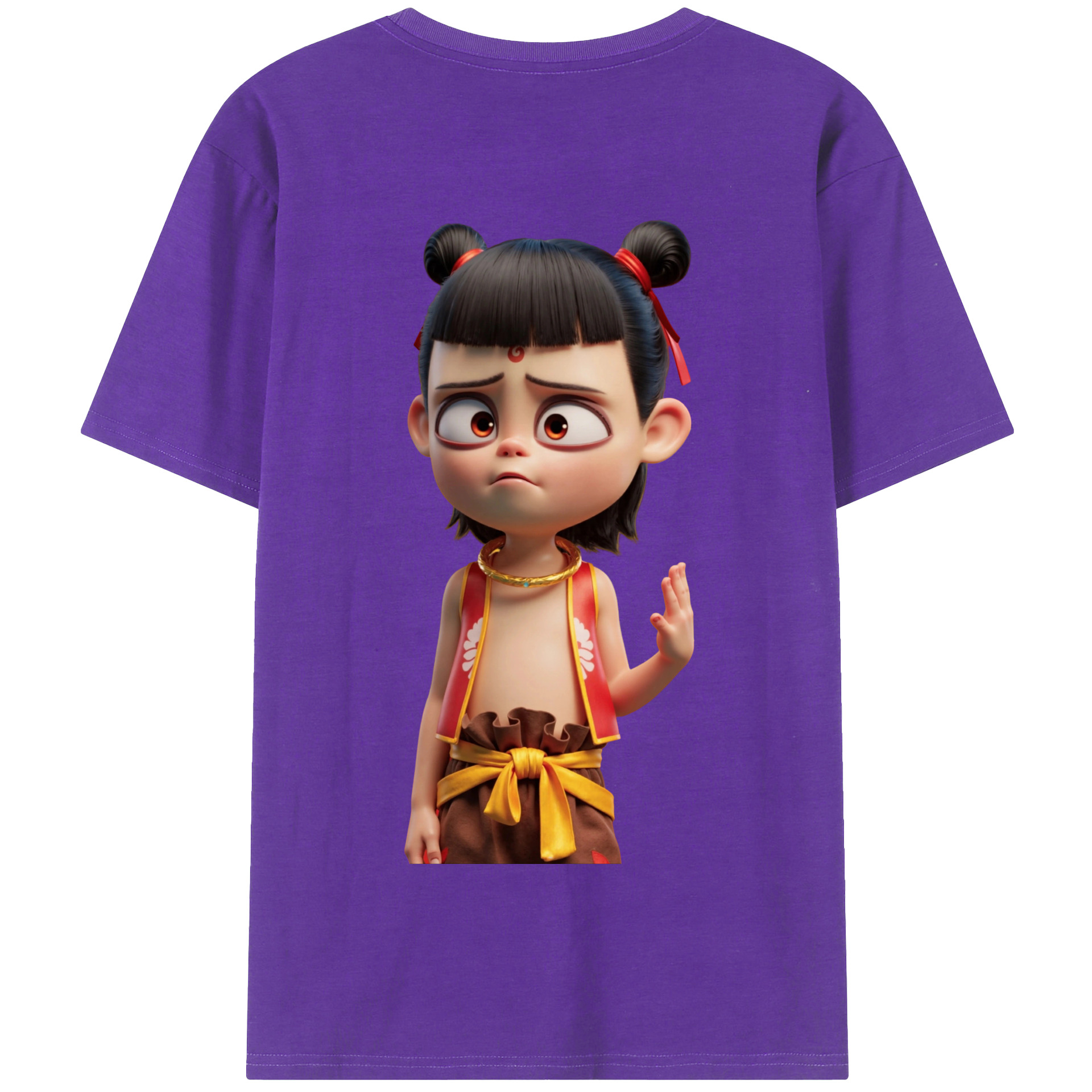 （画像用） Ne Zha 2 ナタ 魔童の大暴れ 綿100％半袖Tシャツ（背面プリント）