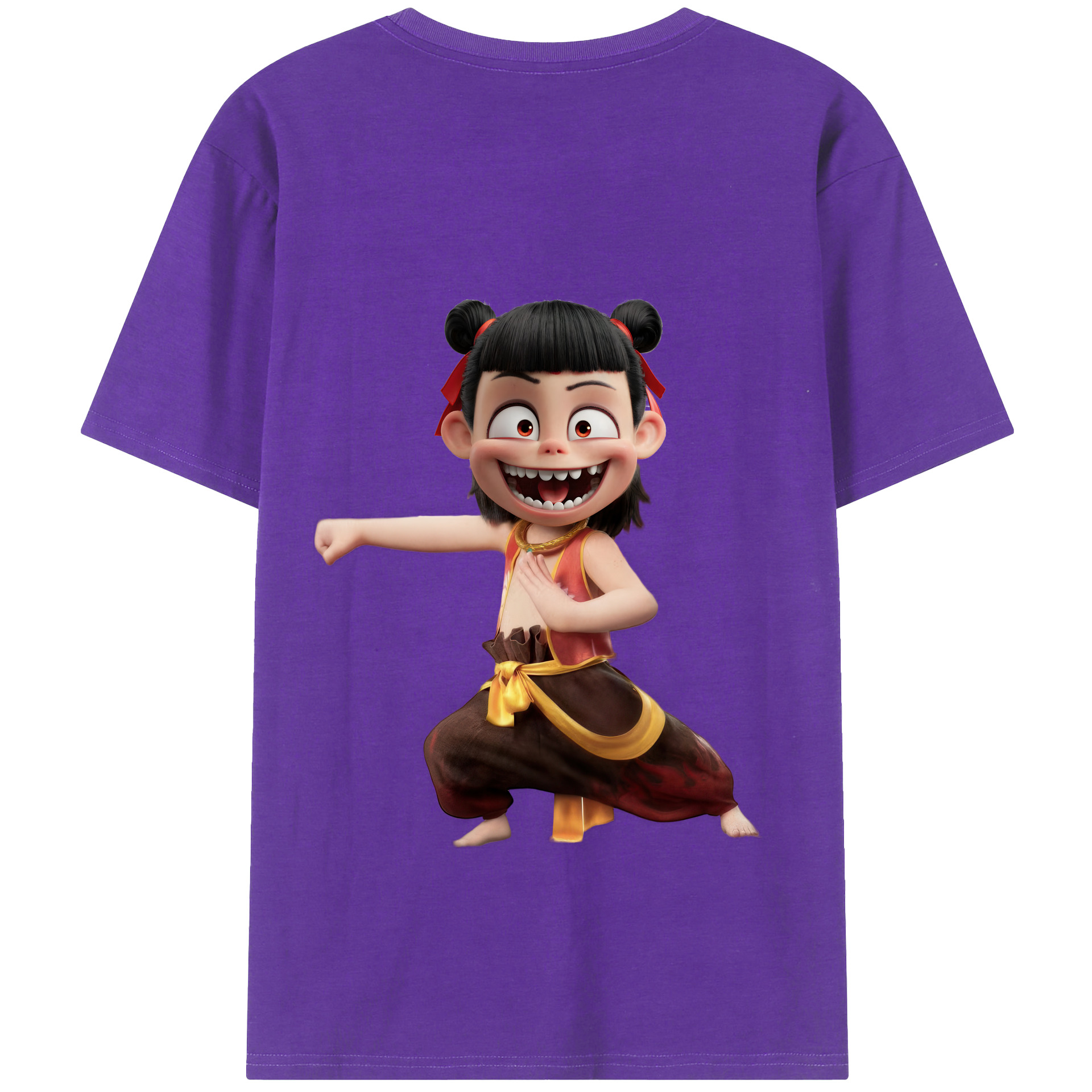 （画像用） Ne Zha 2 ナタ 魔童の大暴れ 綿100％半袖Tシャツ（背面プリント）