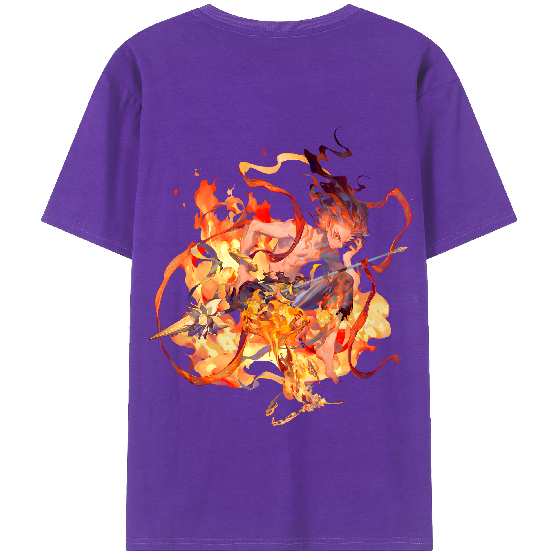 （画像用） Ne Zha 2 ナタ 魔童の大暴れ 綿100％半袖Tシャツ（背面プリント）
