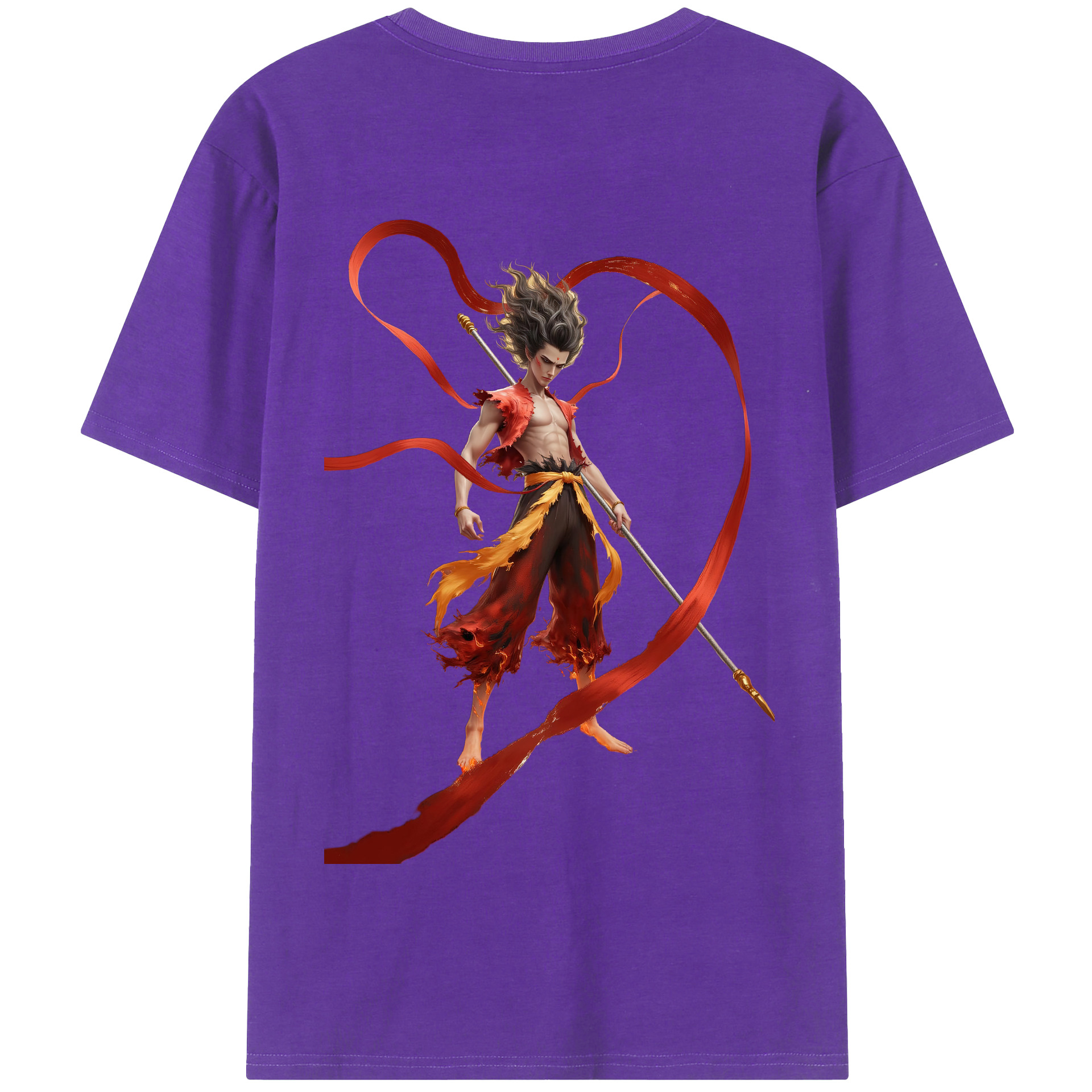 （画像用） Ne Zha 2 ナタ 魔童の大暴れ 綿100％半袖Tシャツ（背面プリント）