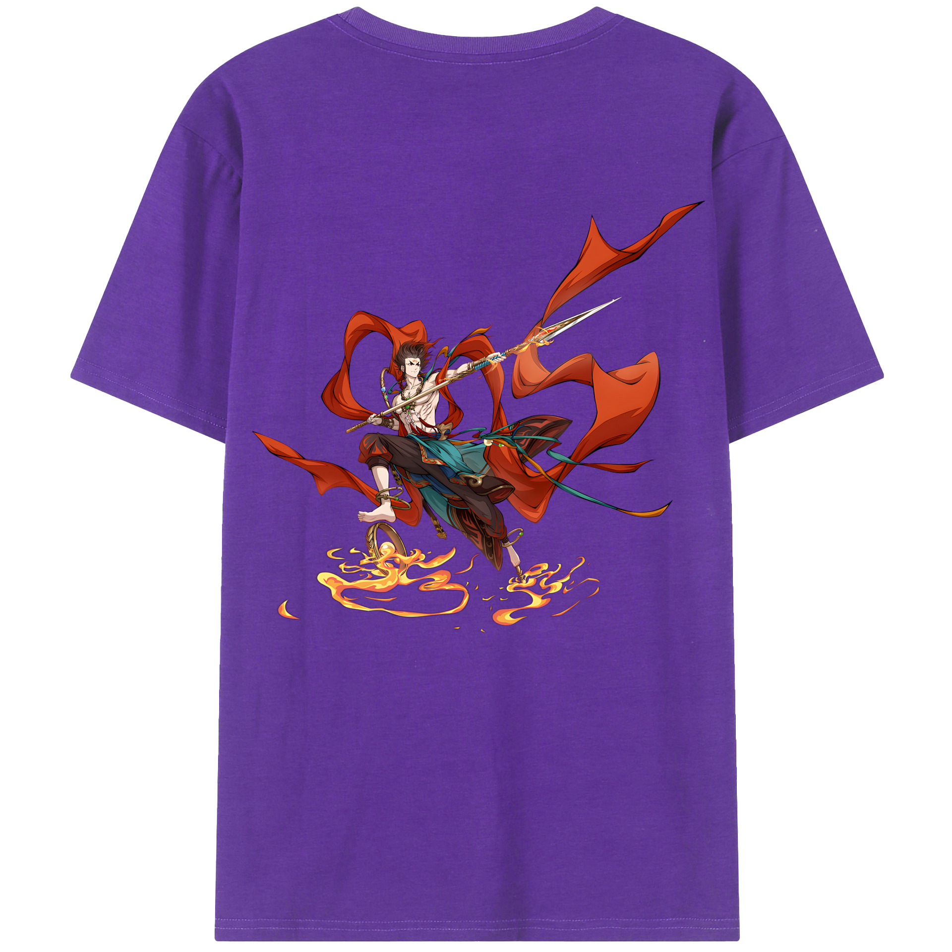 （画像用） Ne Zha 2 ナタ 魔童の大暴れ 綿100％半袖Tシャツ（背面プリント）
