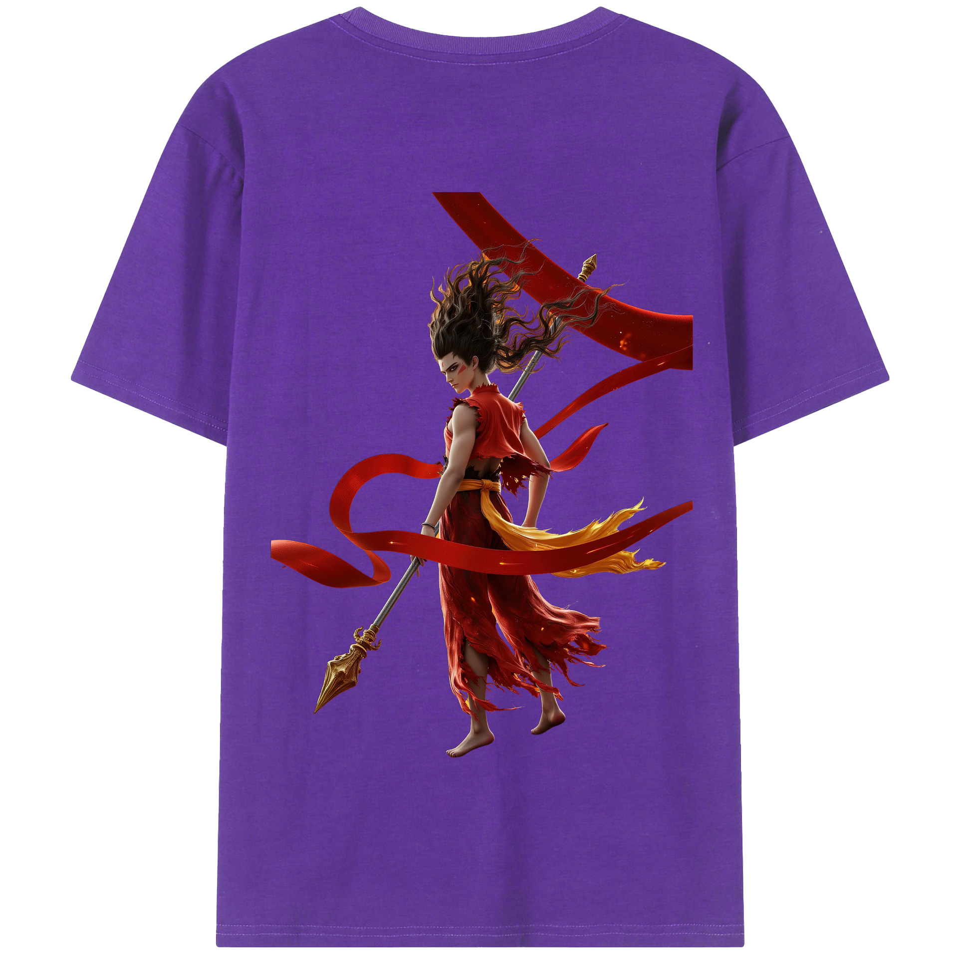 （画像用） Ne Zha 2 ナタ 魔童の大暴れ 綿100％半袖Tシャツ（背面プリント）