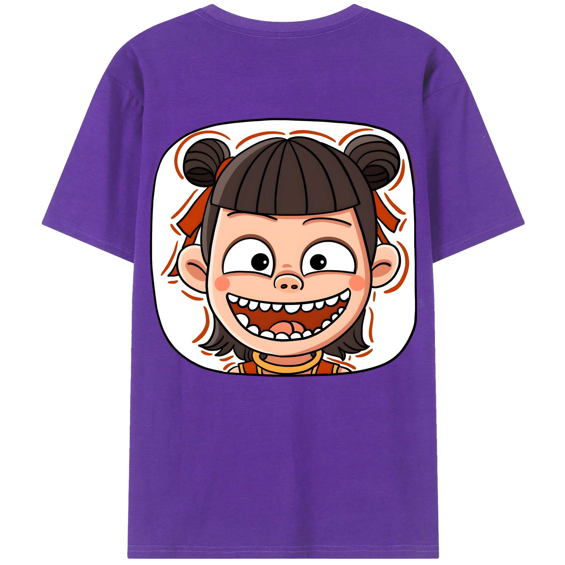 （画像用） Ne Zha 2 ナタ 魔童の大暴れ 綿100％半袖Tシャツ（背面プリント）