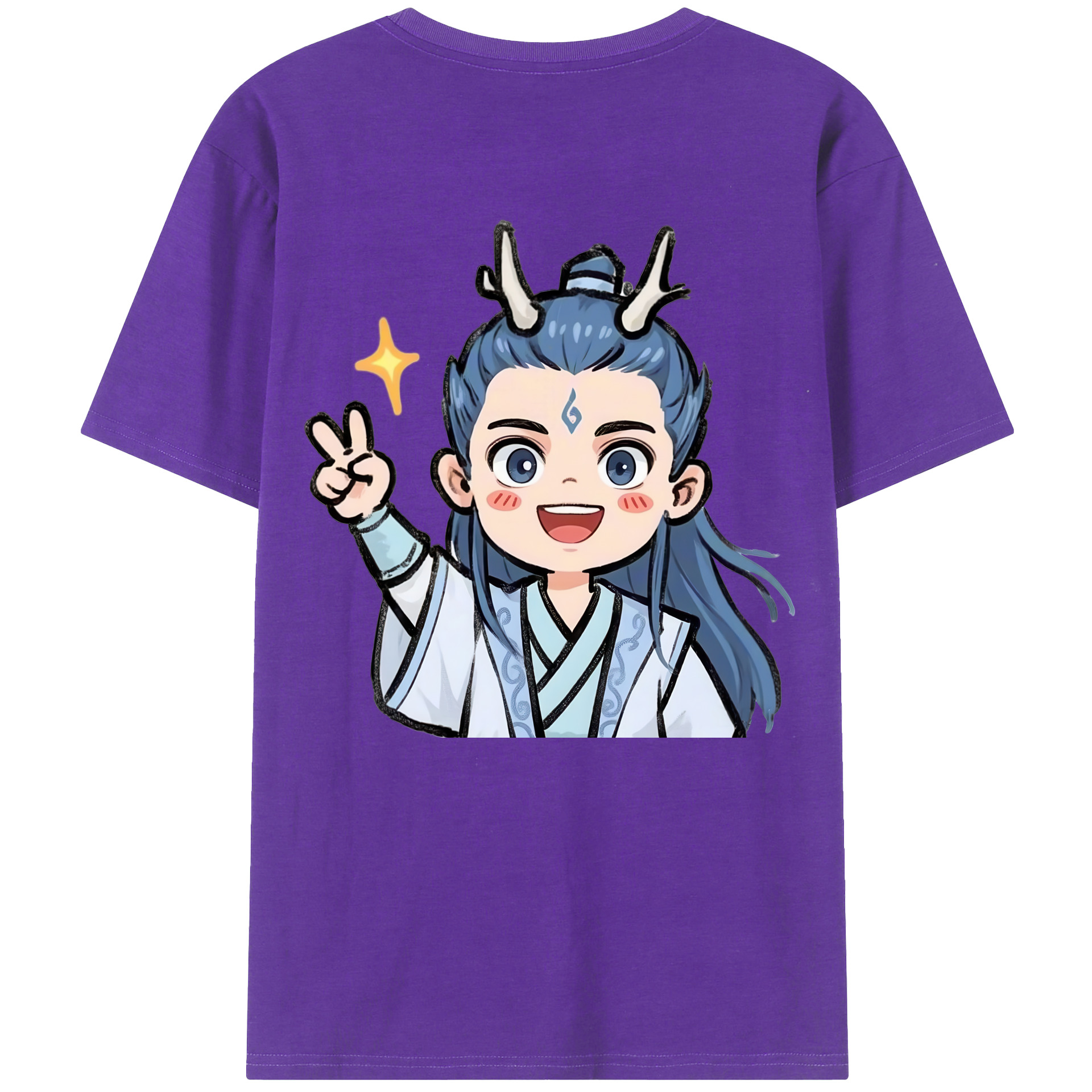 （画像用） Ne Zha 2 ナタ 魔童の大暴れ 綿100％半袖Tシャツ（背面プリント）