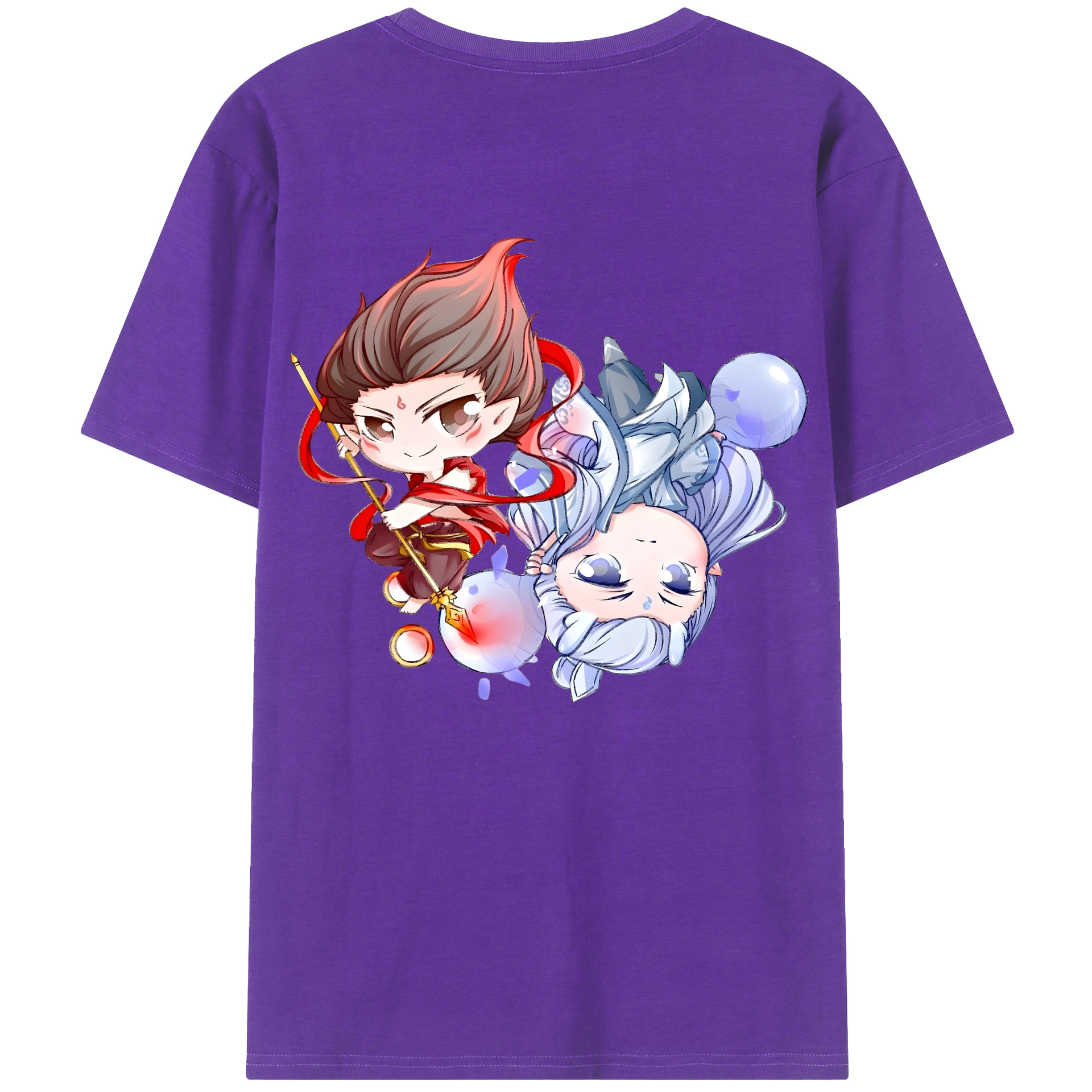 （画像用） Ne Zha 2 ナタ 魔童の大暴れ 綿100％半袖Tシャツ（背面プリント）