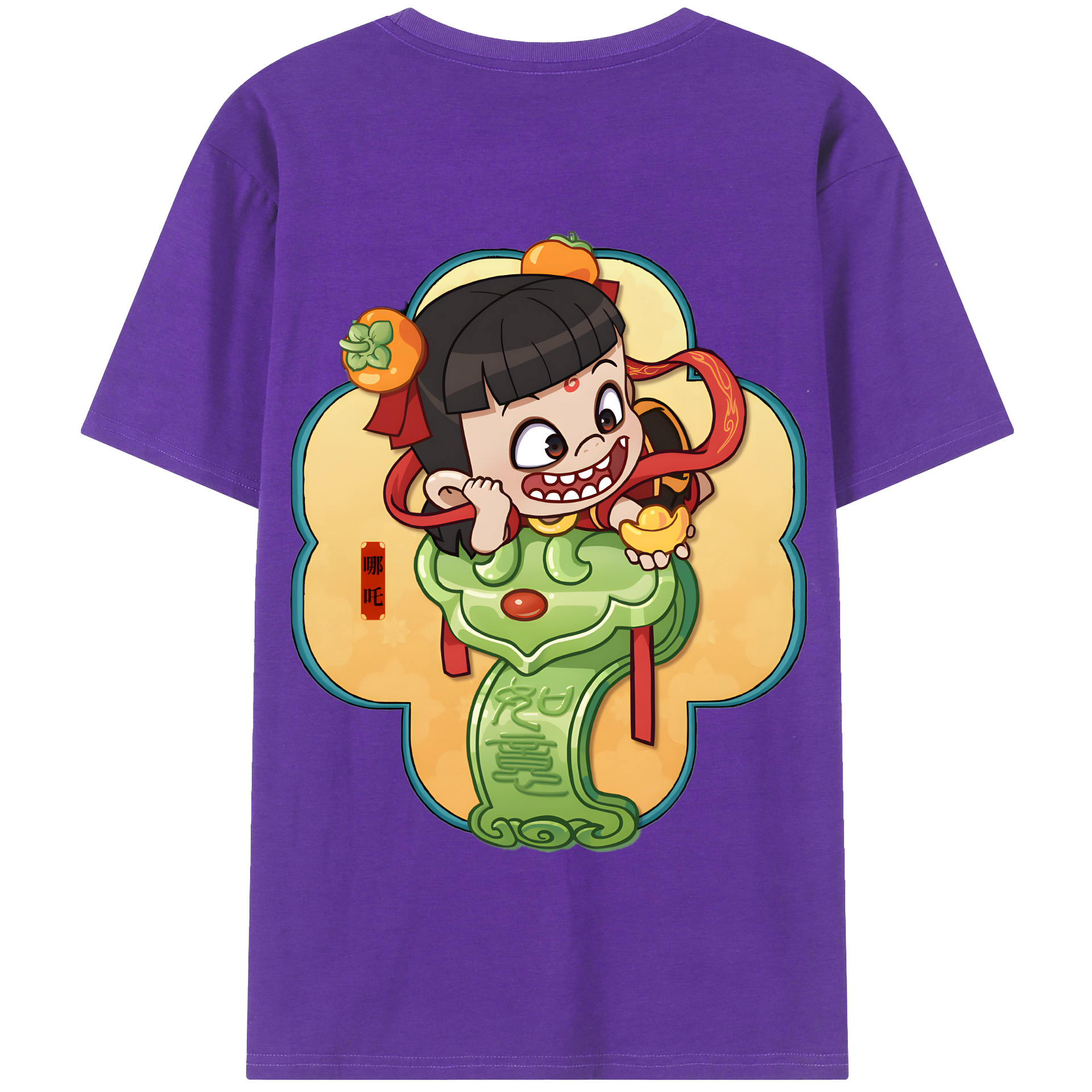 （画像用） Ne Zha 2 ナタ 魔童の大暴れ 綿100％半袖Tシャツ（背面プリント）
