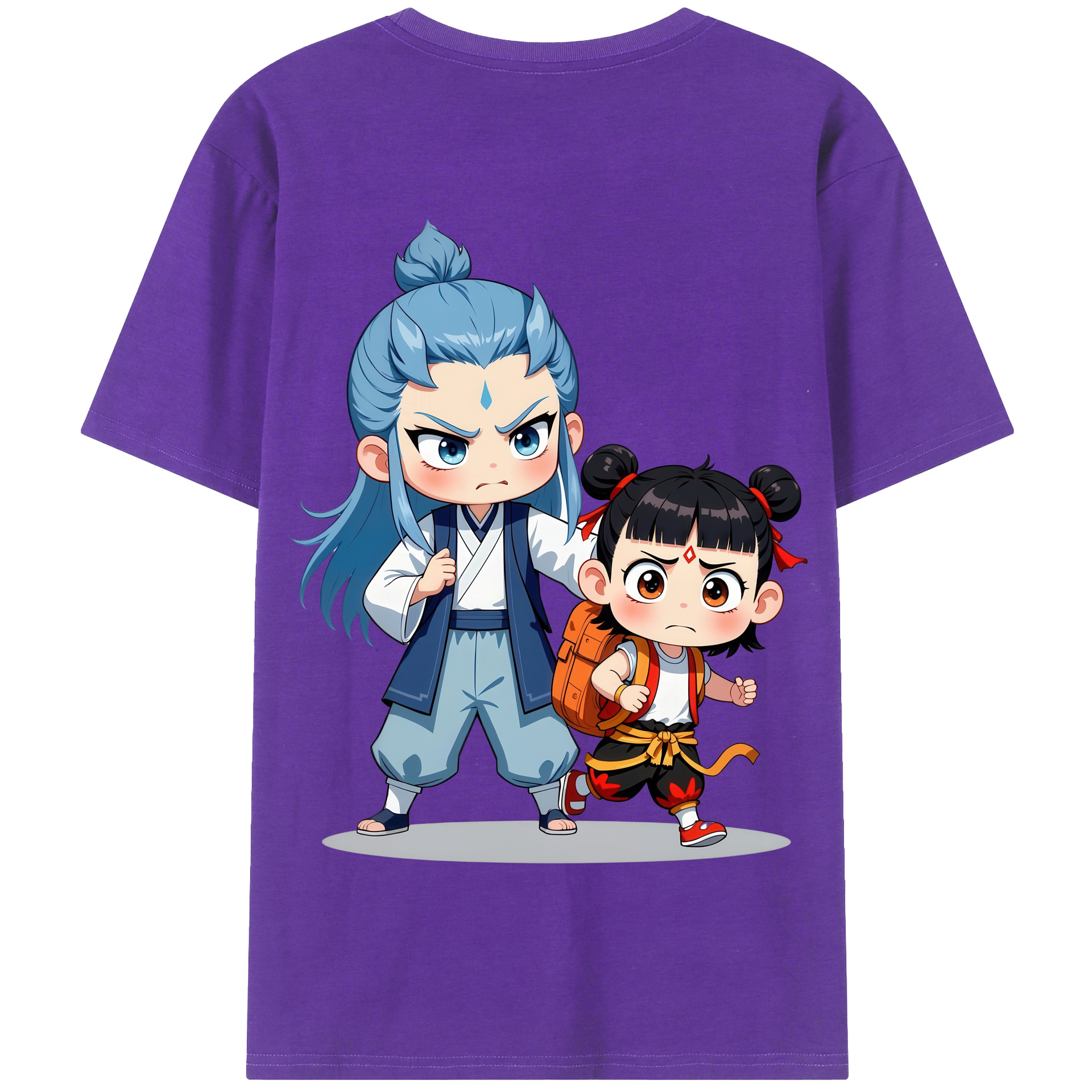 （画像用） Ne Zha 2 ナタ 魔童の大暴れ 綿100％半袖Tシャツ（背面プリント）