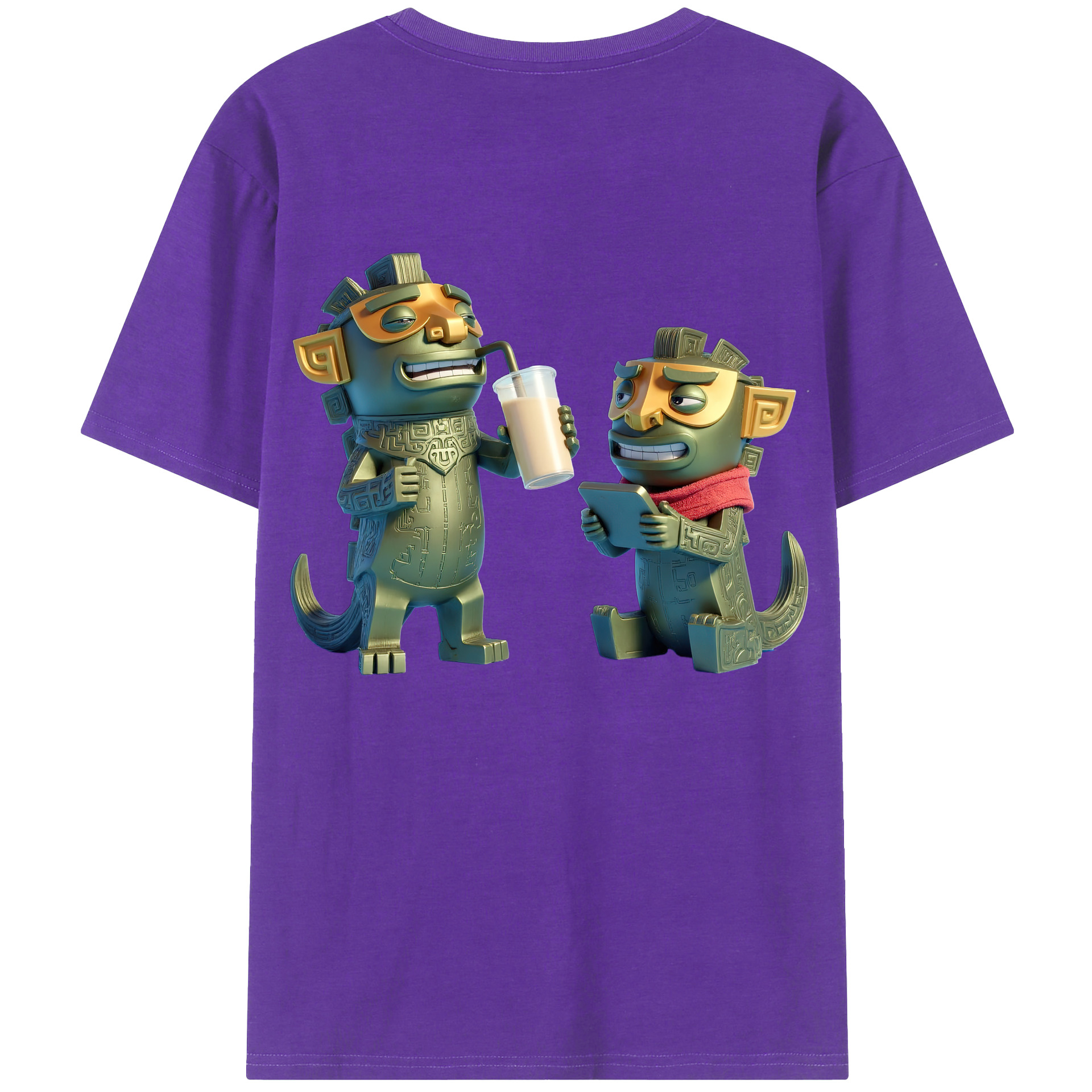 （画像用） Ne Zha 2 ナタ 魔童の大暴れ 綿100％半袖Tシャツ（背面プリント）