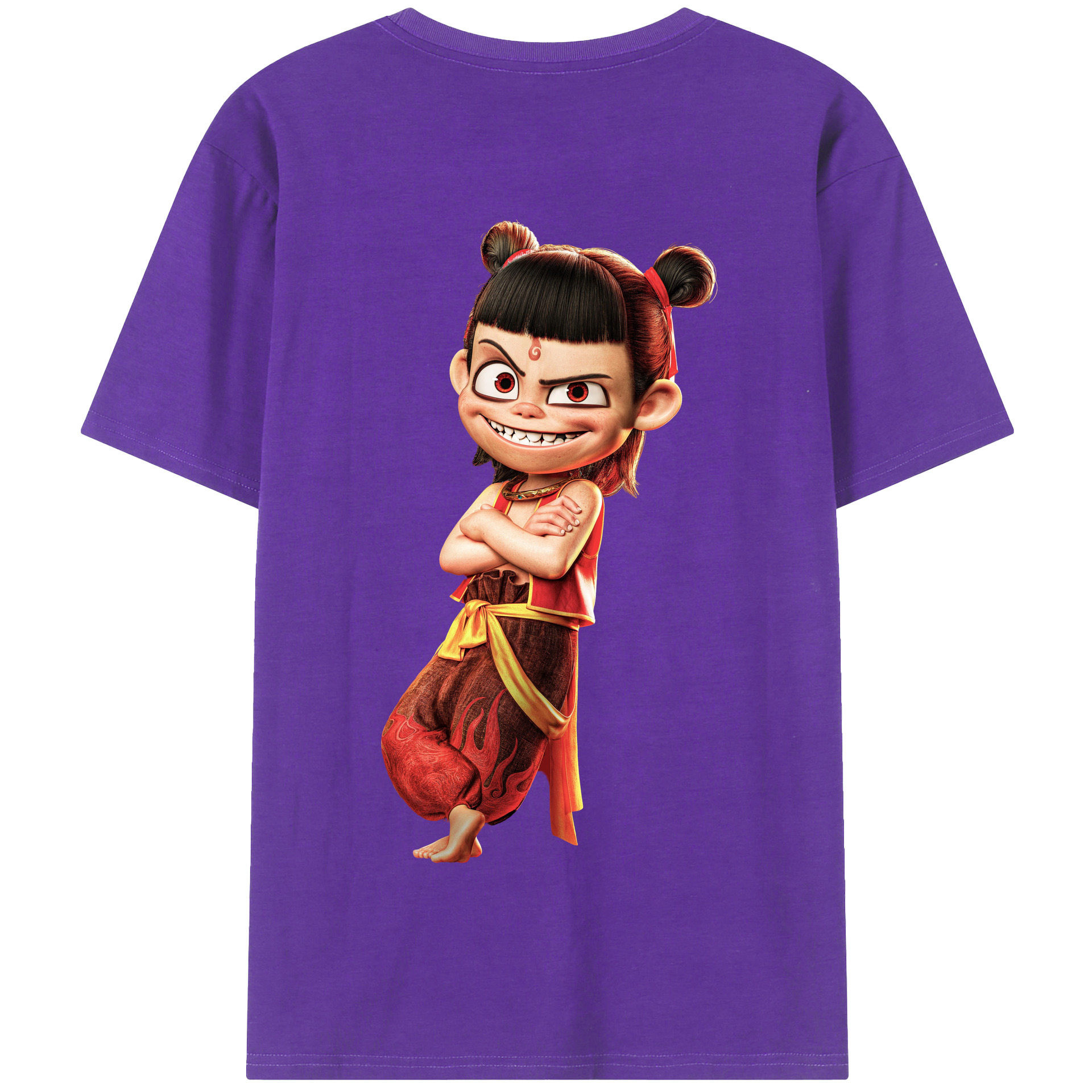 （画像用） Ne Zha 2 ナタ 魔童の大暴れ 綿100％半袖Tシャツ（背面プリント）