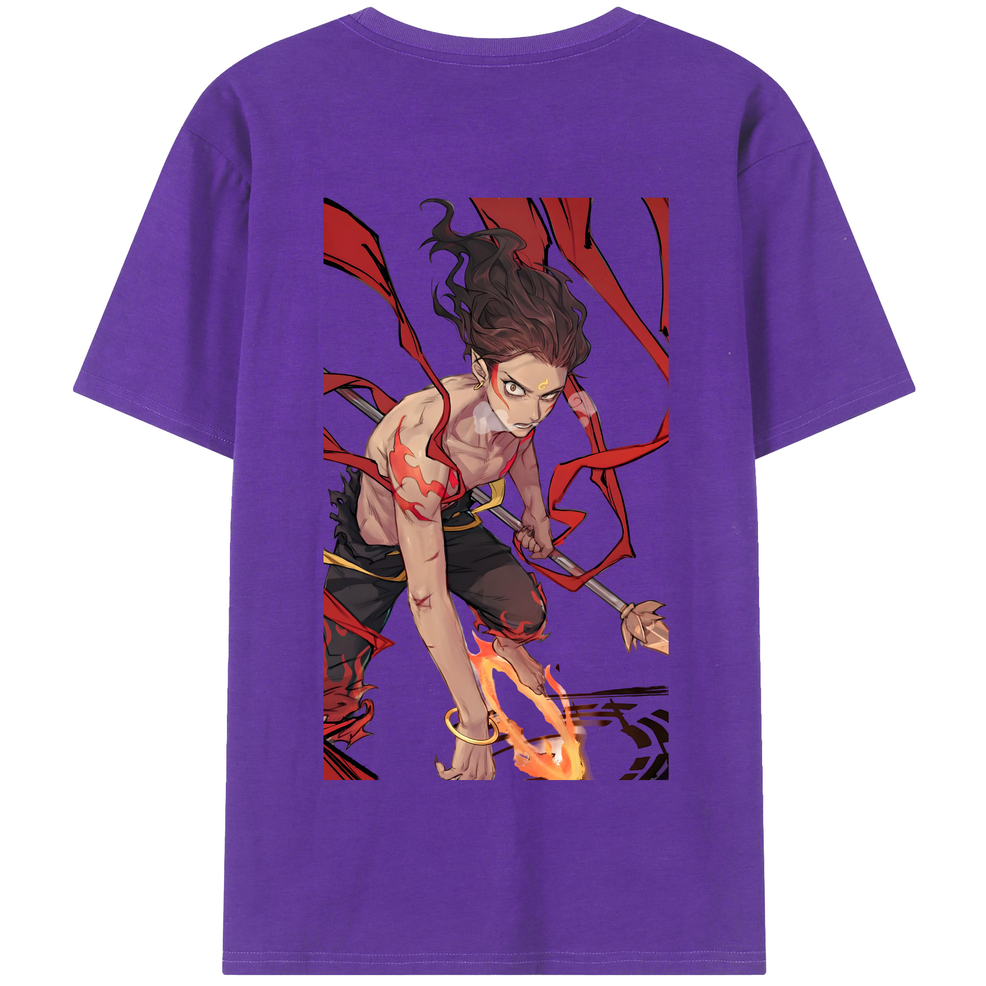 （画像用） Ne Zha 2 ナタ 魔童の大暴れ 綿100％半袖Tシャツ（背面プリント）